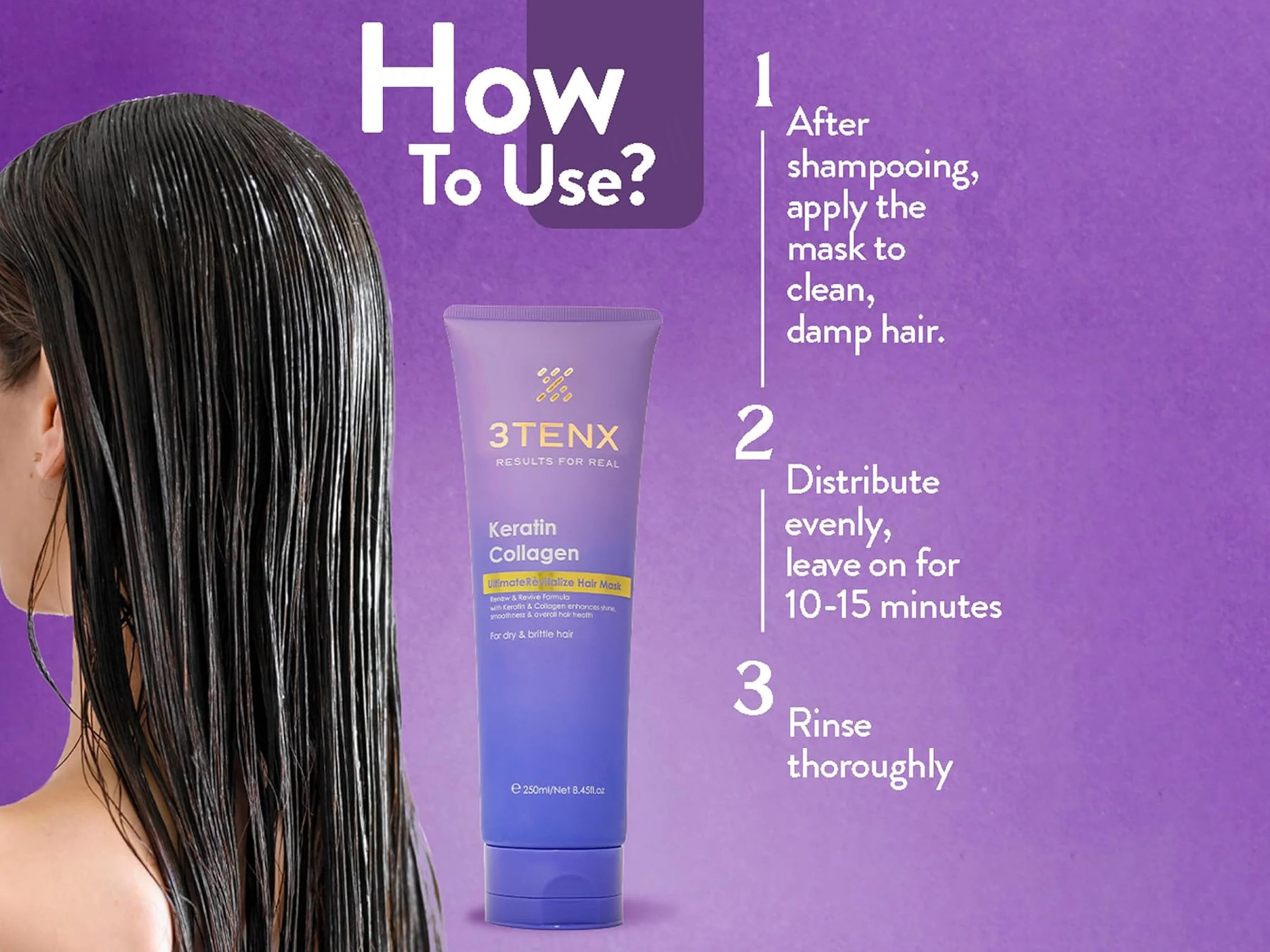 3Tenx Ultimate Revitalize Keratin Collagen Hair Mask For Dry & Brittle Hair - Image 5