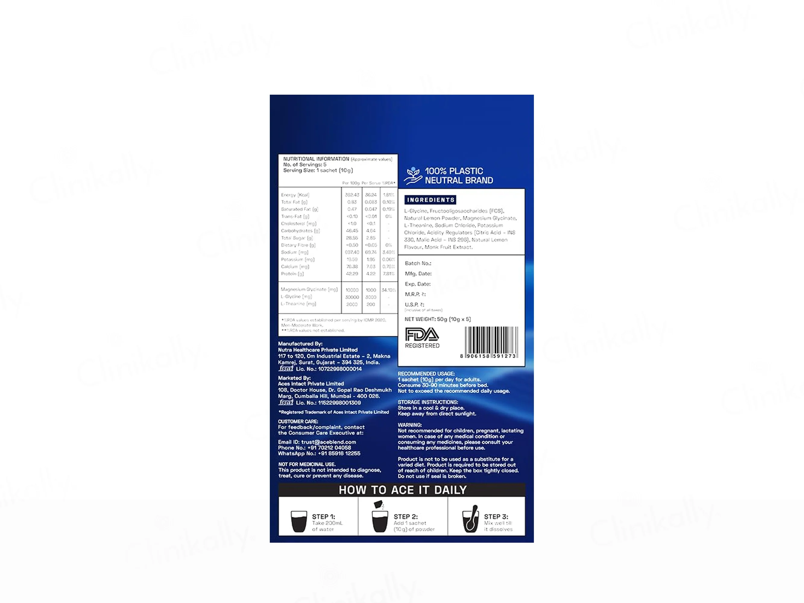 Ace Blend Swift Sleep Veg Nutraceutical Powder - Lemon Flavour - Image 2