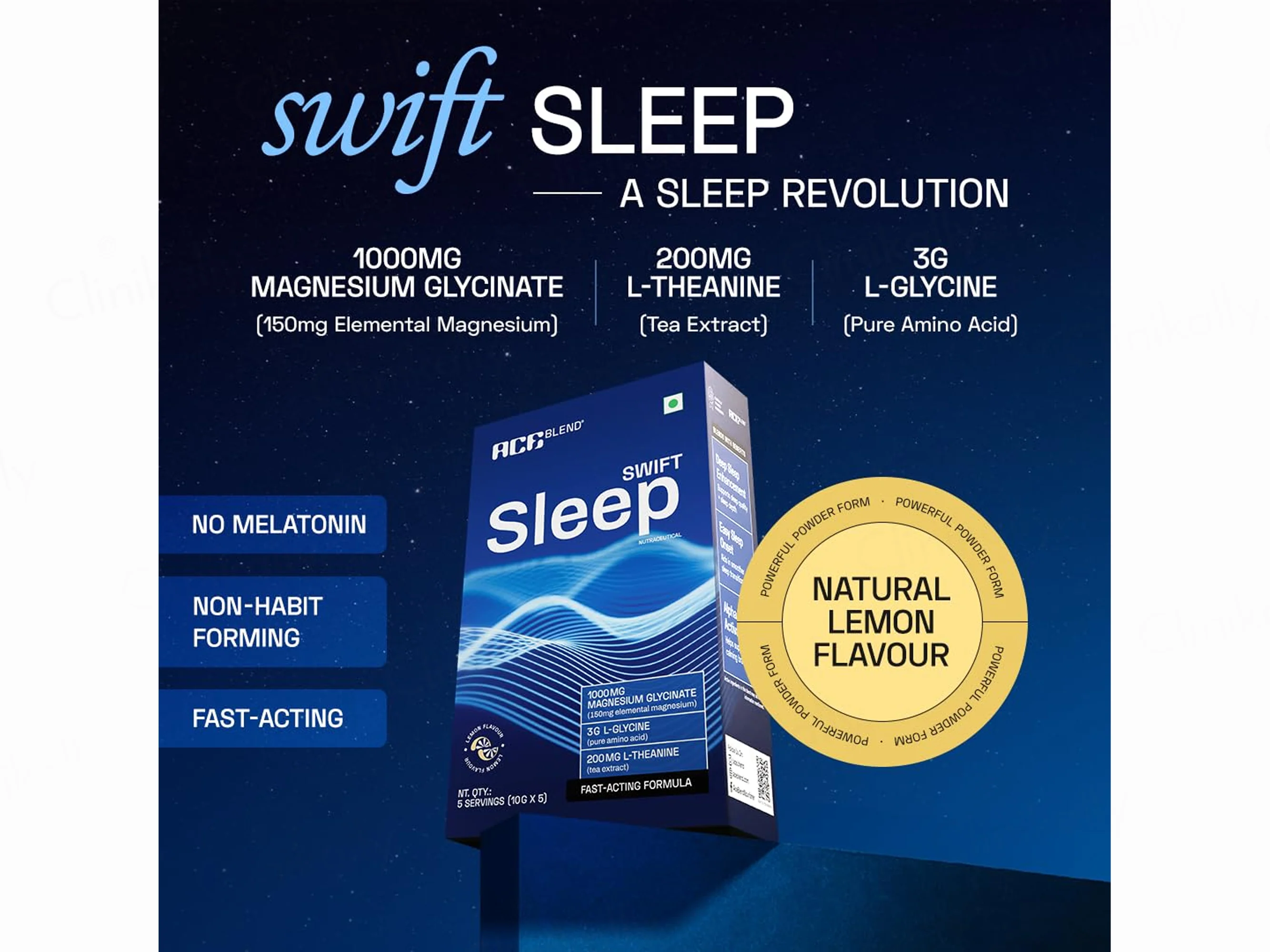 Ace Blend Swift Sleep Veg Nutraceutical Powder - Lemon Flavour - Image 3