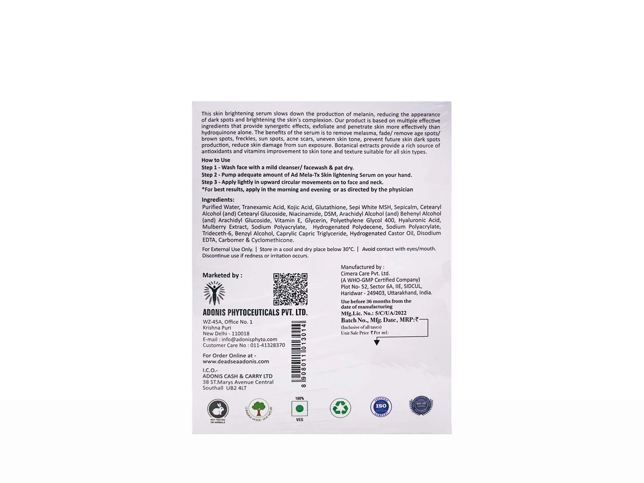 Adonis AD Mela-TX Skin Lightening Serum SPF 15 - Image 4