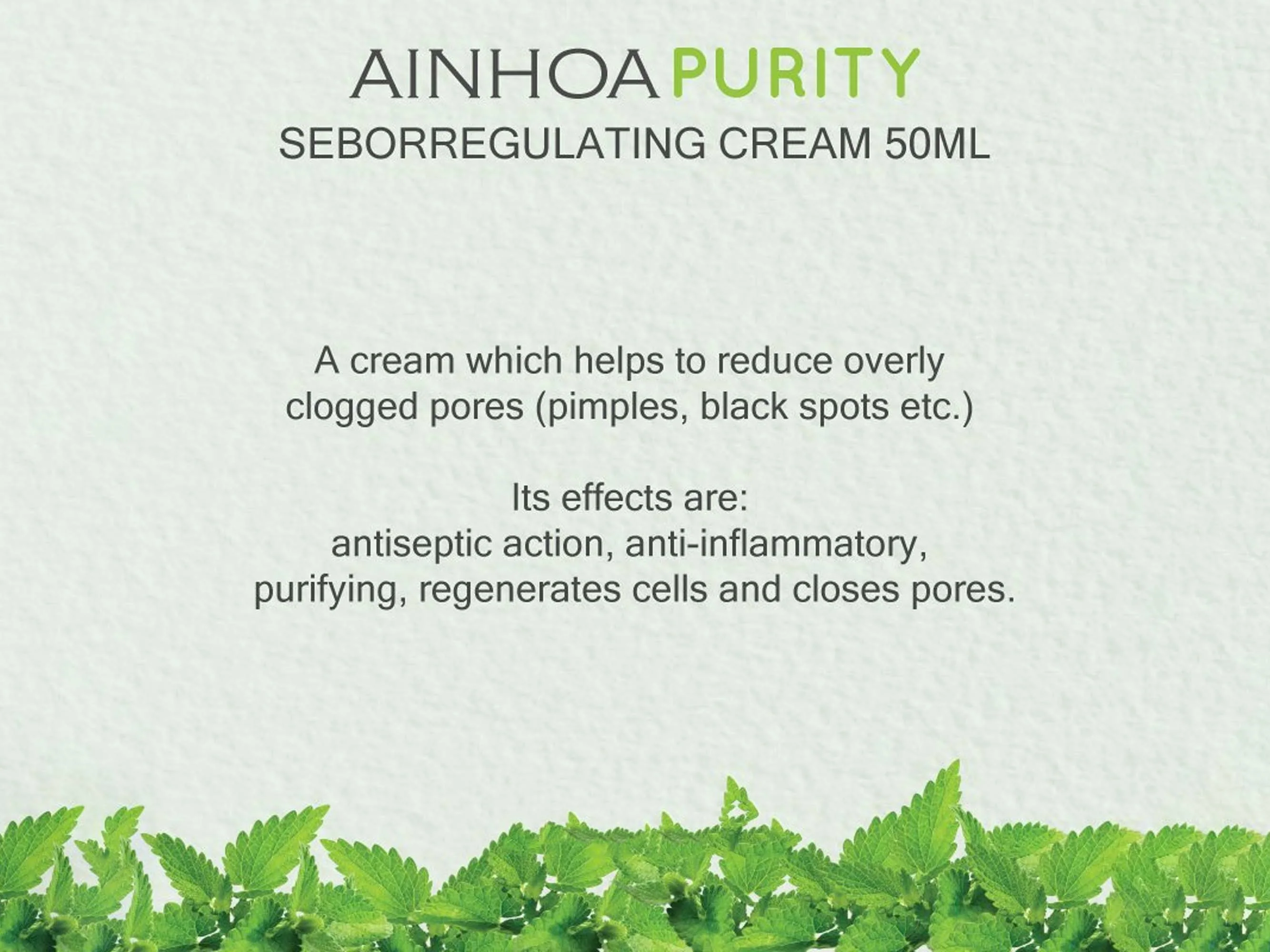 Ainhoa Purity Seborregulating Cream For Oily Skin - Image 3