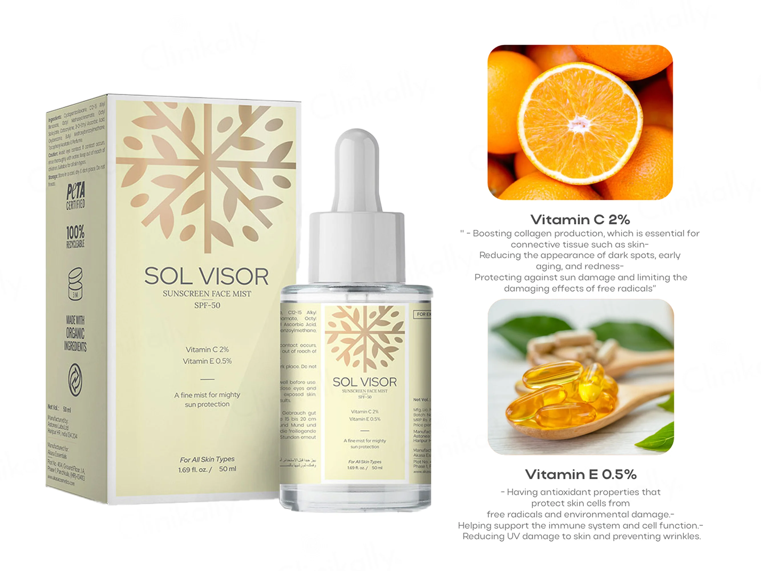 Akasa Cosmetics Sol Visor Face Mist Sunscreen SPF 50 - Image 3