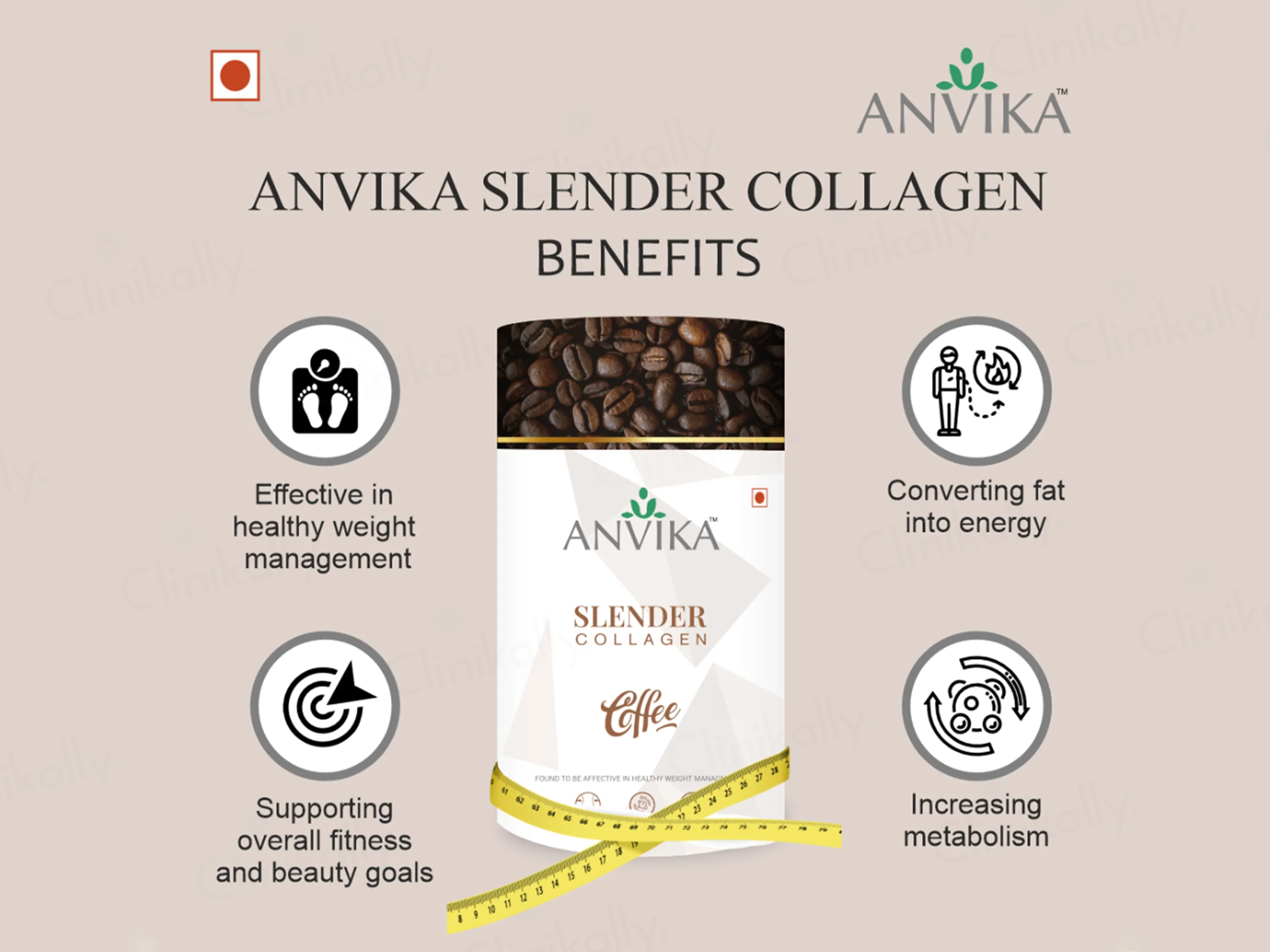 Anvika Slender Collagen Health Supplement Powder - Coffee Flavour - Image 3