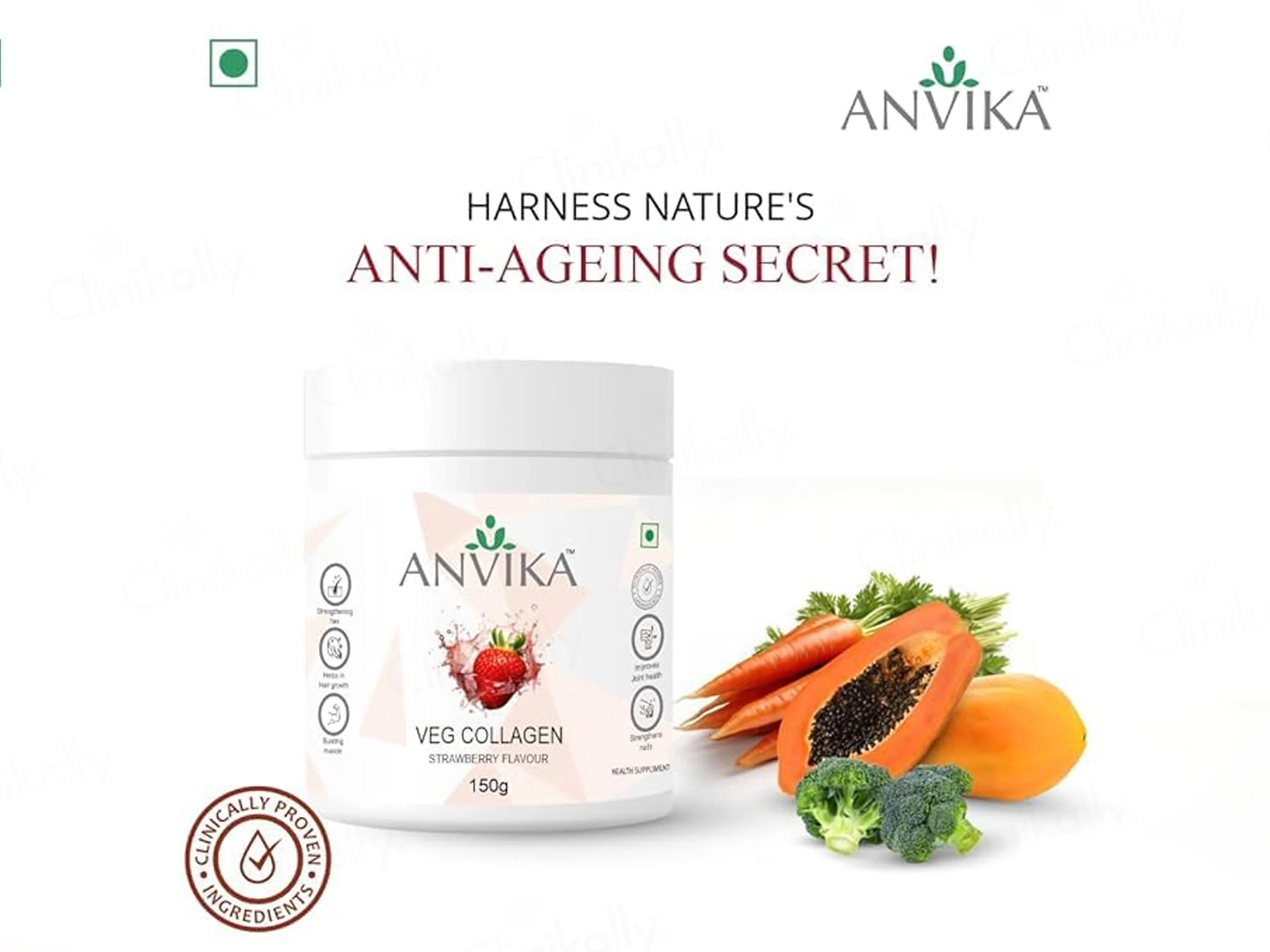 Anvika Veg Collagen Health Supplement Powder - Strawberry Flavour - Image 4