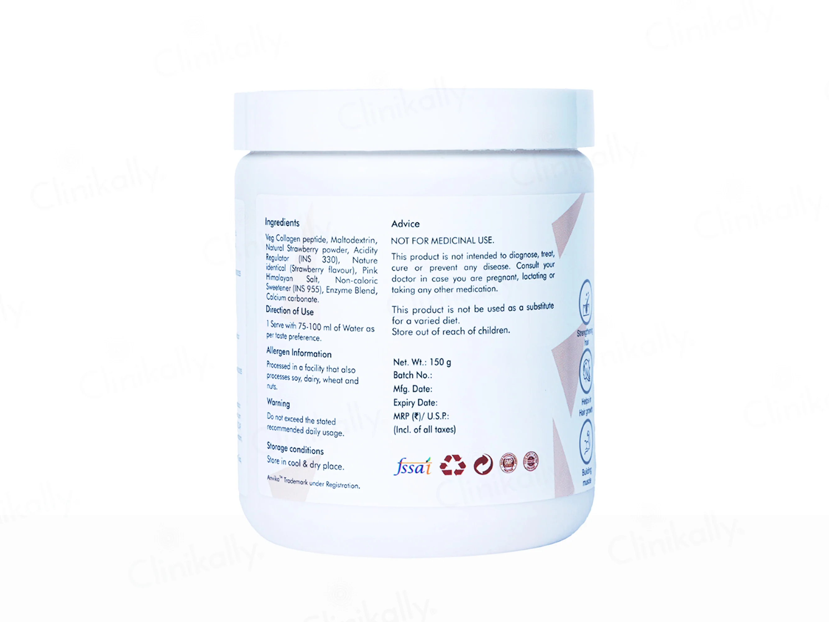 Anvika Veg Collagen Health Supplement Powder - Strawberry Flavour - Image 7