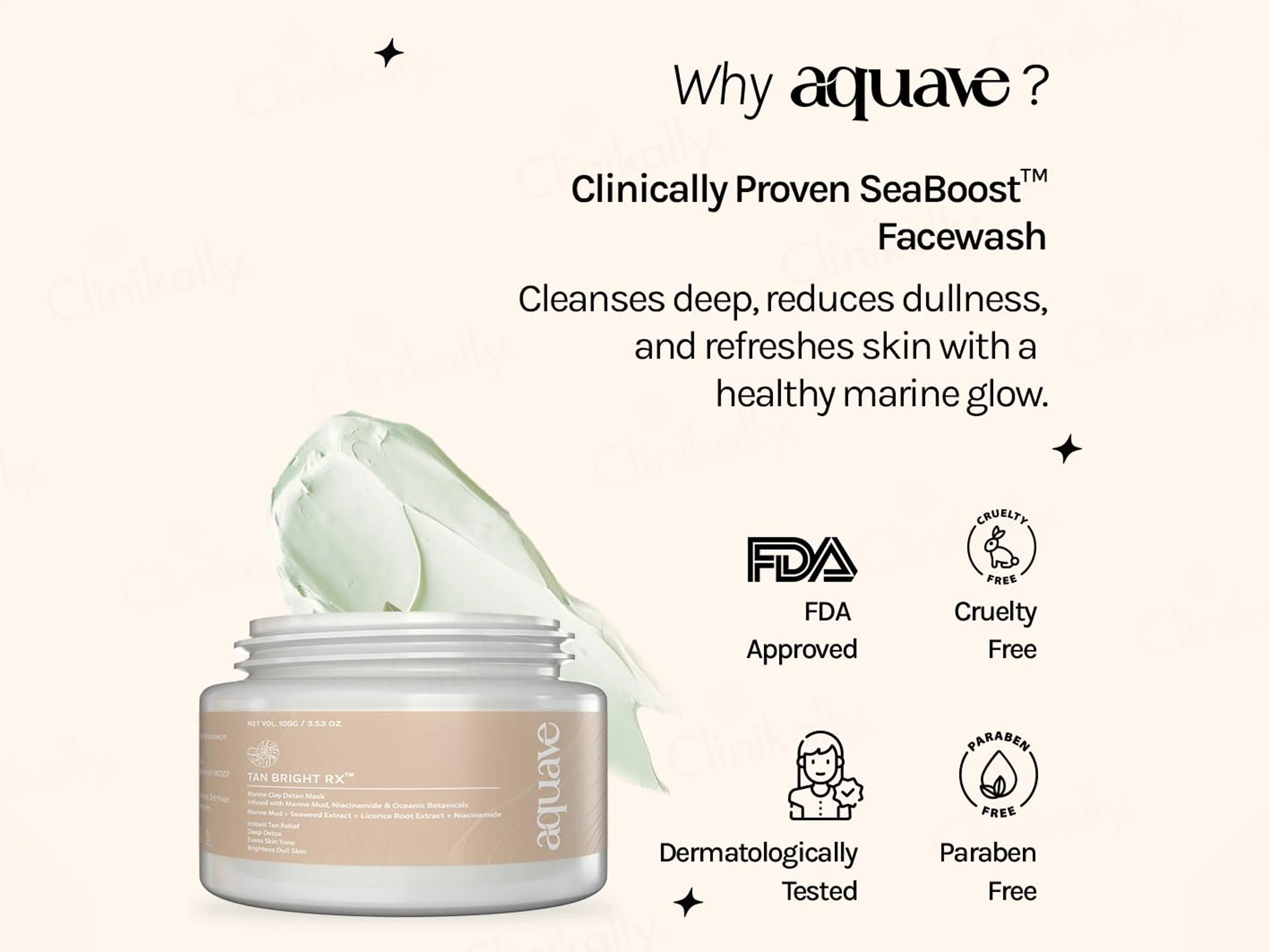 Aquave Tan Bright RX Marine Clay Detan Face Mask - Image 3
