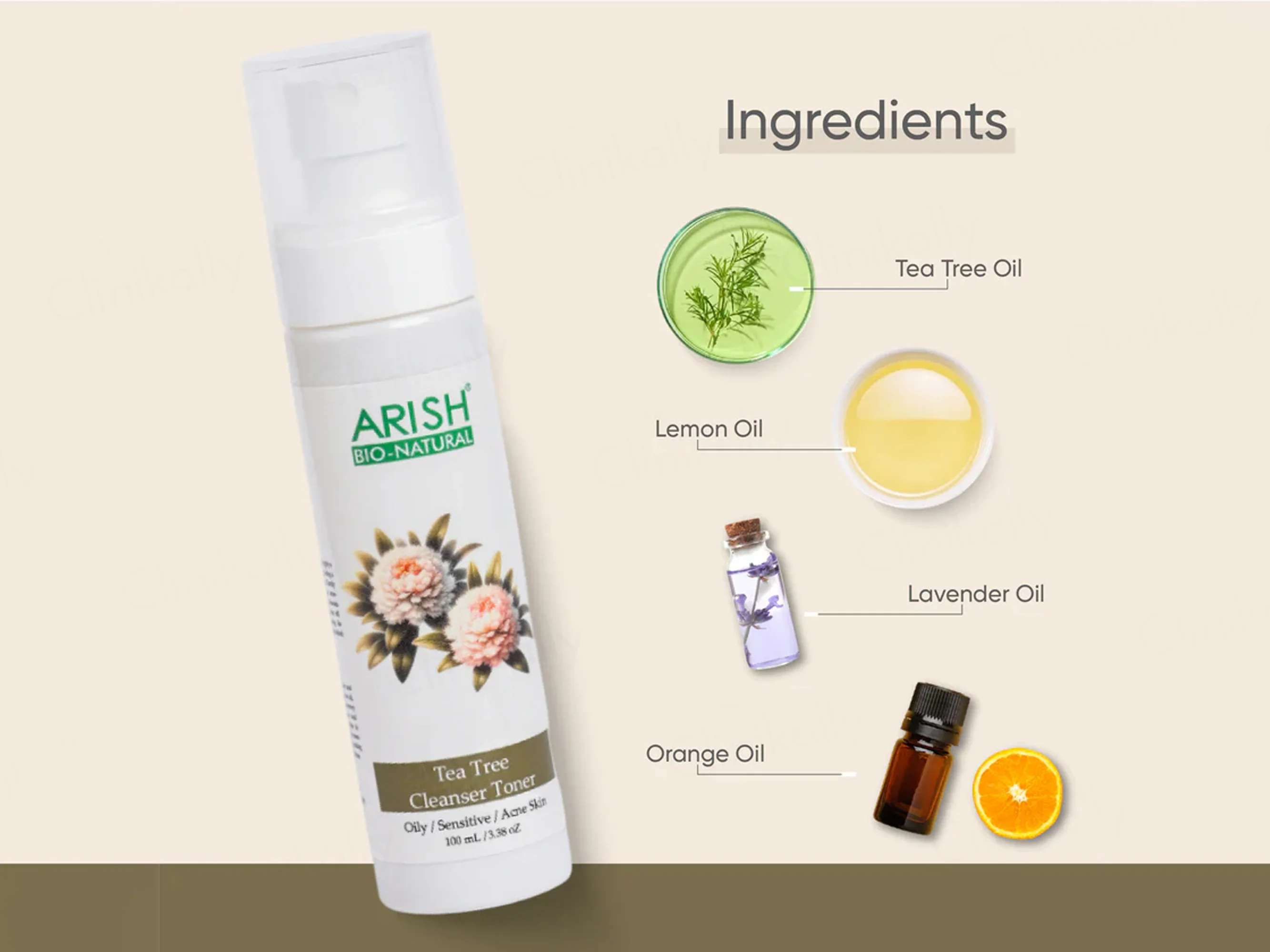 Arish Bio-Natural Tea Tree Cleanser Toner - Image 3