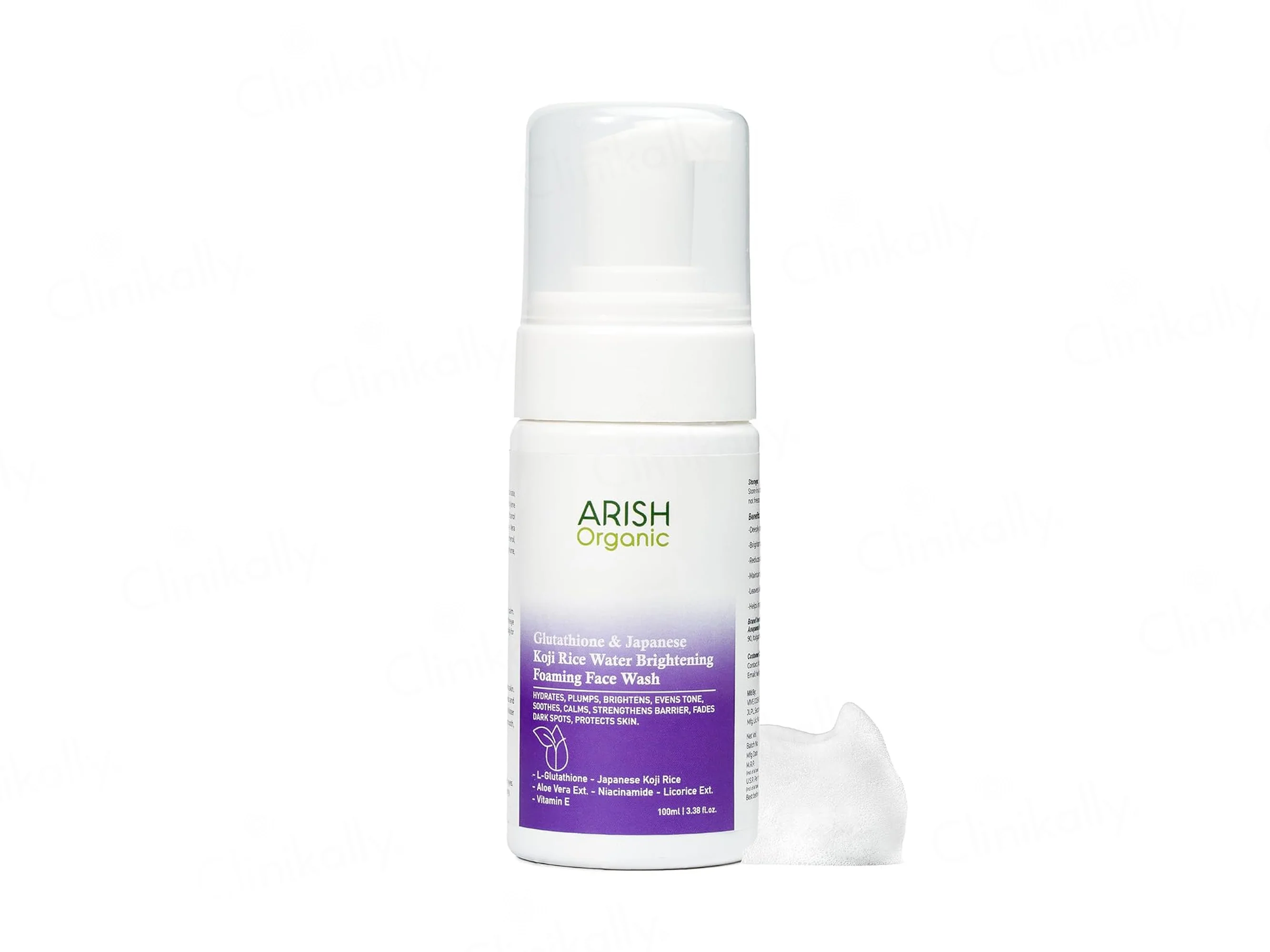 Arish Organic Glutathione & Japanese Koji Rice Water Brightening Foaming Face Wash - Image 2