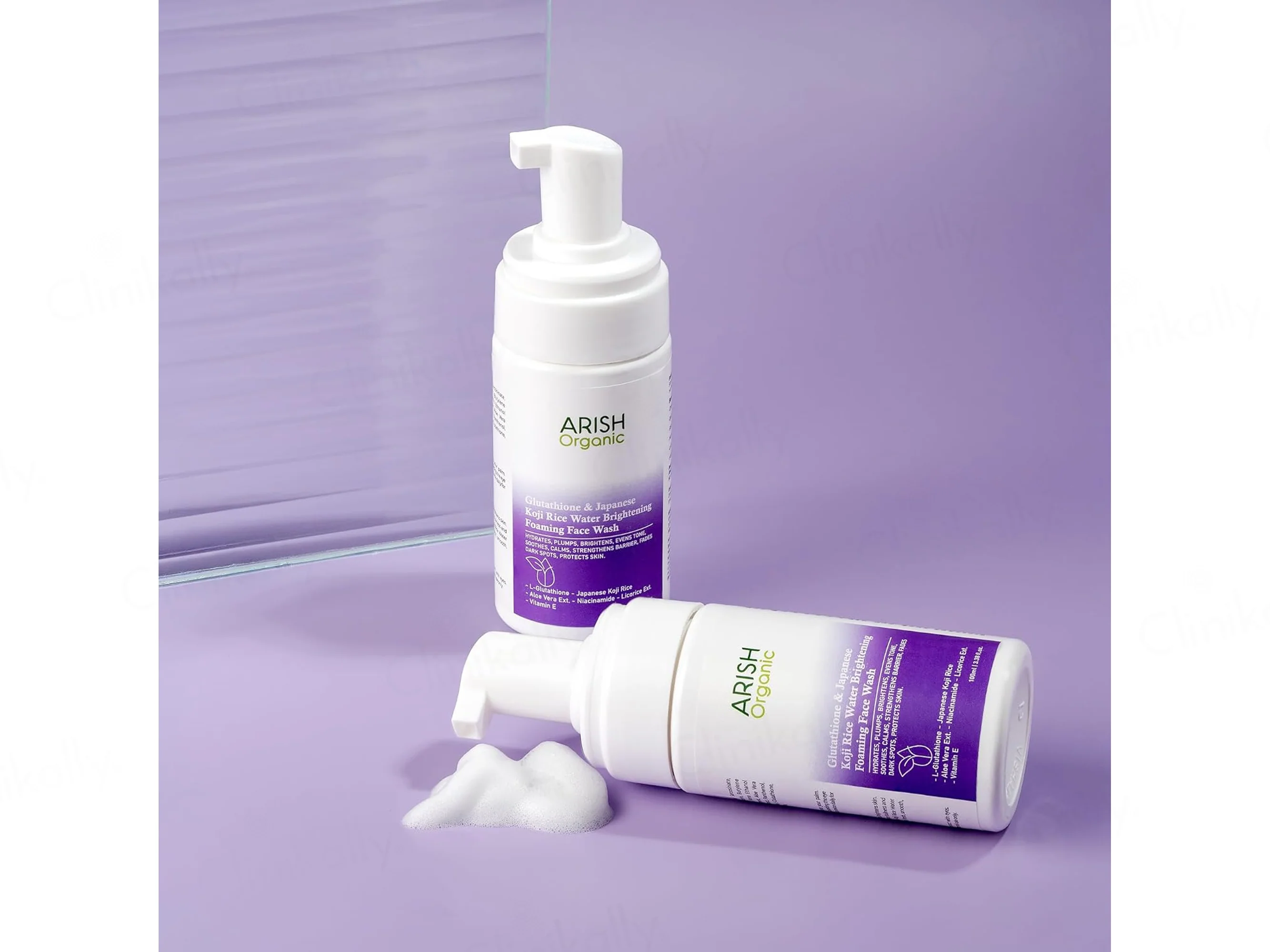 Arish Organic Glutathione & Japanese Koji Rice Water Brightening Foaming Face Wash - Image 5