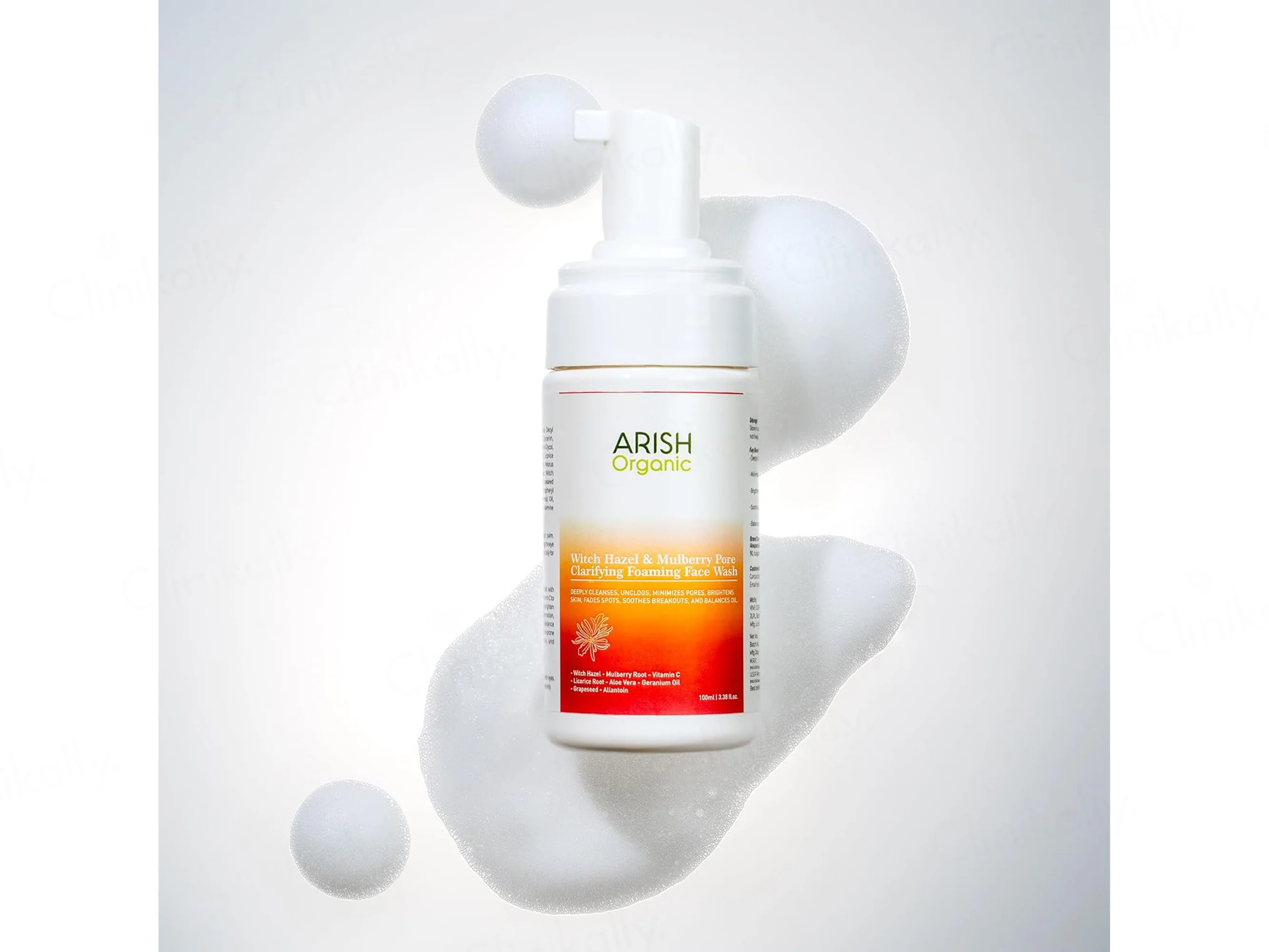 Arish Organic Witch Hazel & Mulberry Pore Clarifying Foaming Face Wash - Image 2