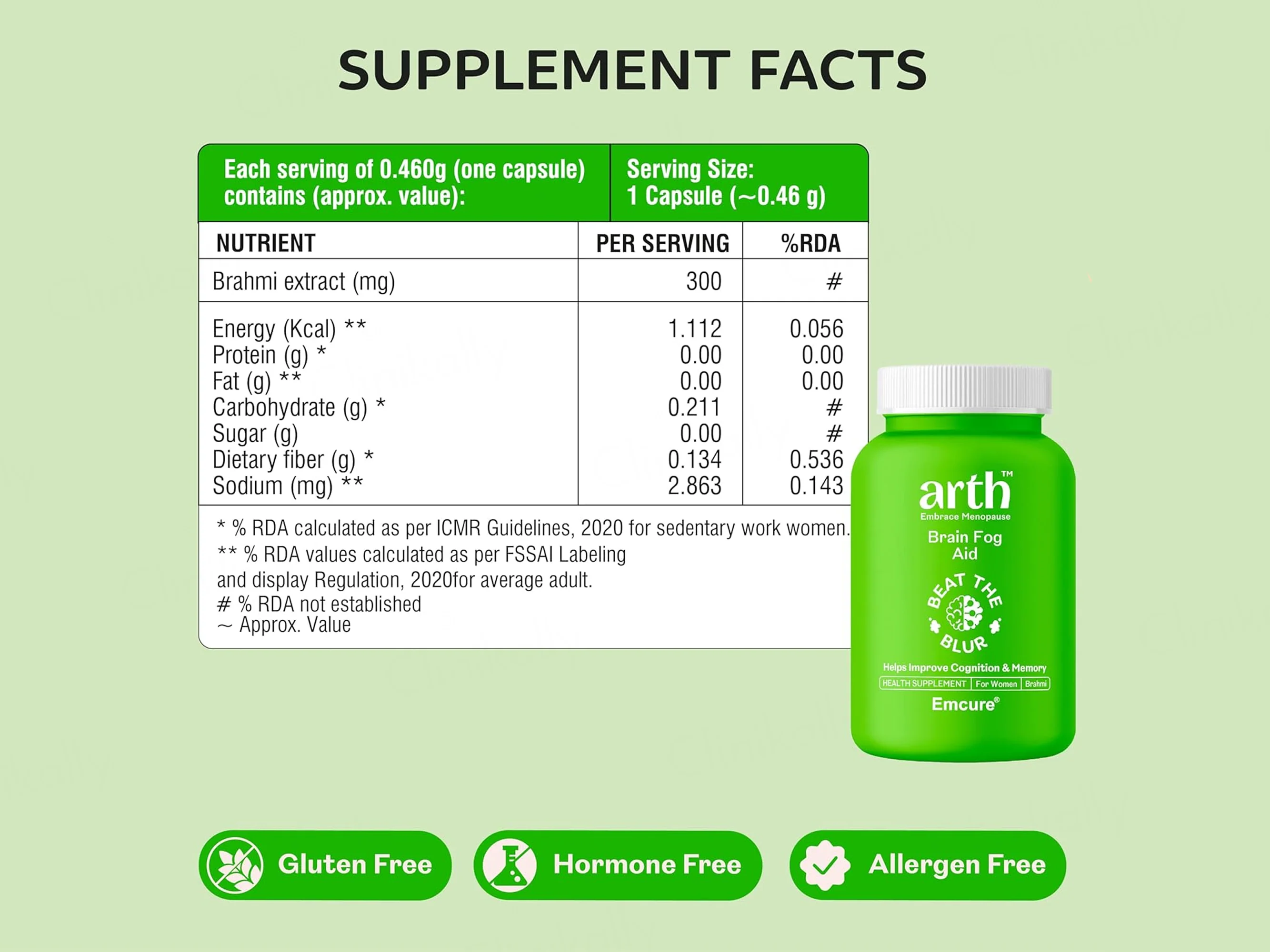 Arth Brain Fog Aid Health Supplement Capsule For Women - Image 6