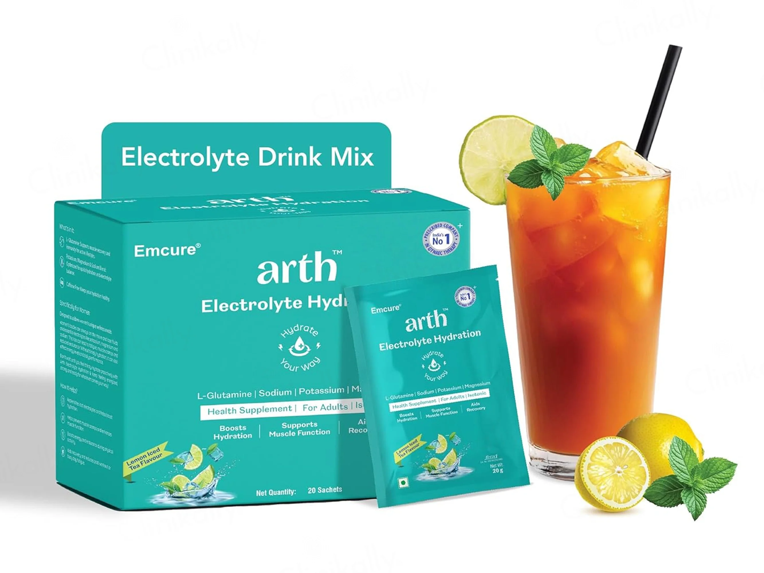 Arth Electrolyte Hydration Health Supplement Powder - Lemon Iced Tea Flavour - Image 2