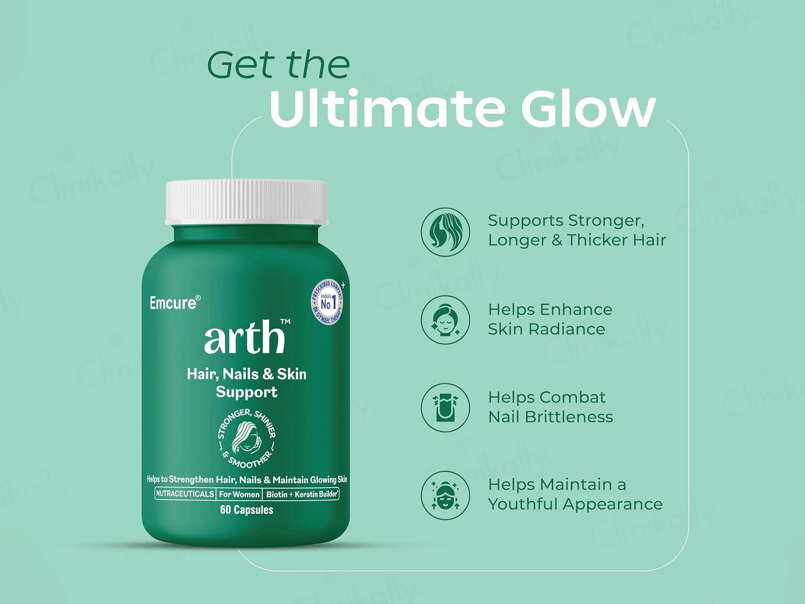 Arth Hair, Nails & Skin Support Nutraceutical Capsule For Women - Image 2