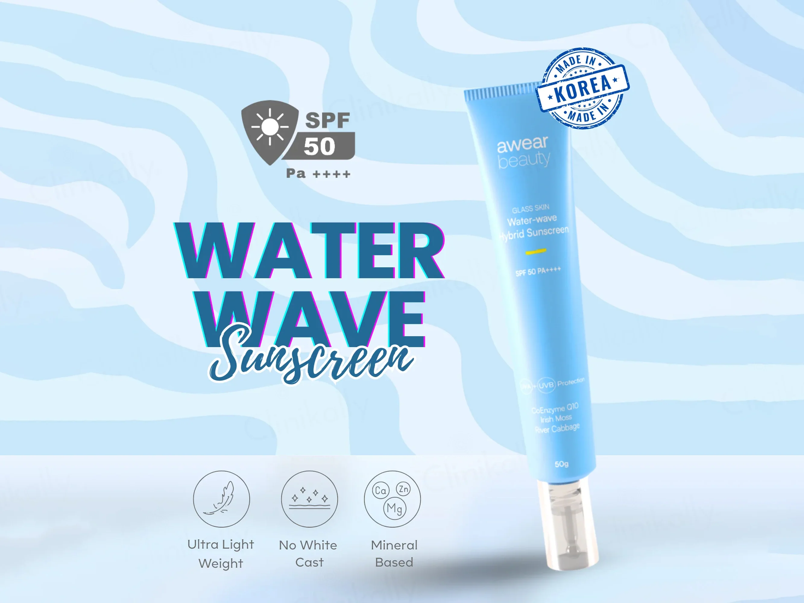 Awear Beauty Glass Skin Water-Wave Hybrid Sunscreen SPF 50 PA++++ - Image 2