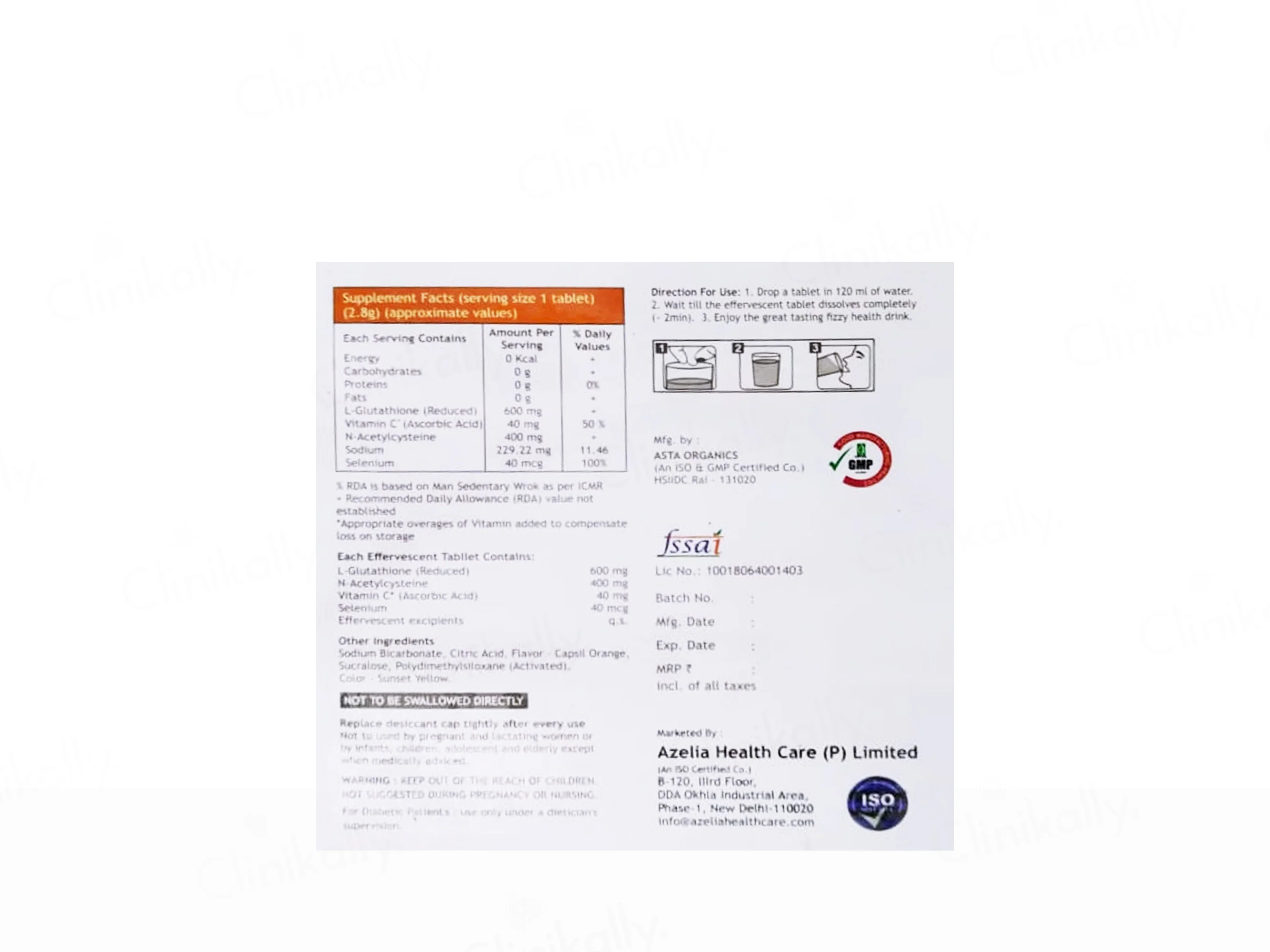 Azelia I-Glo Glutathione Vitamin C Effervescent Tablet - Orange Flavour - Image 3