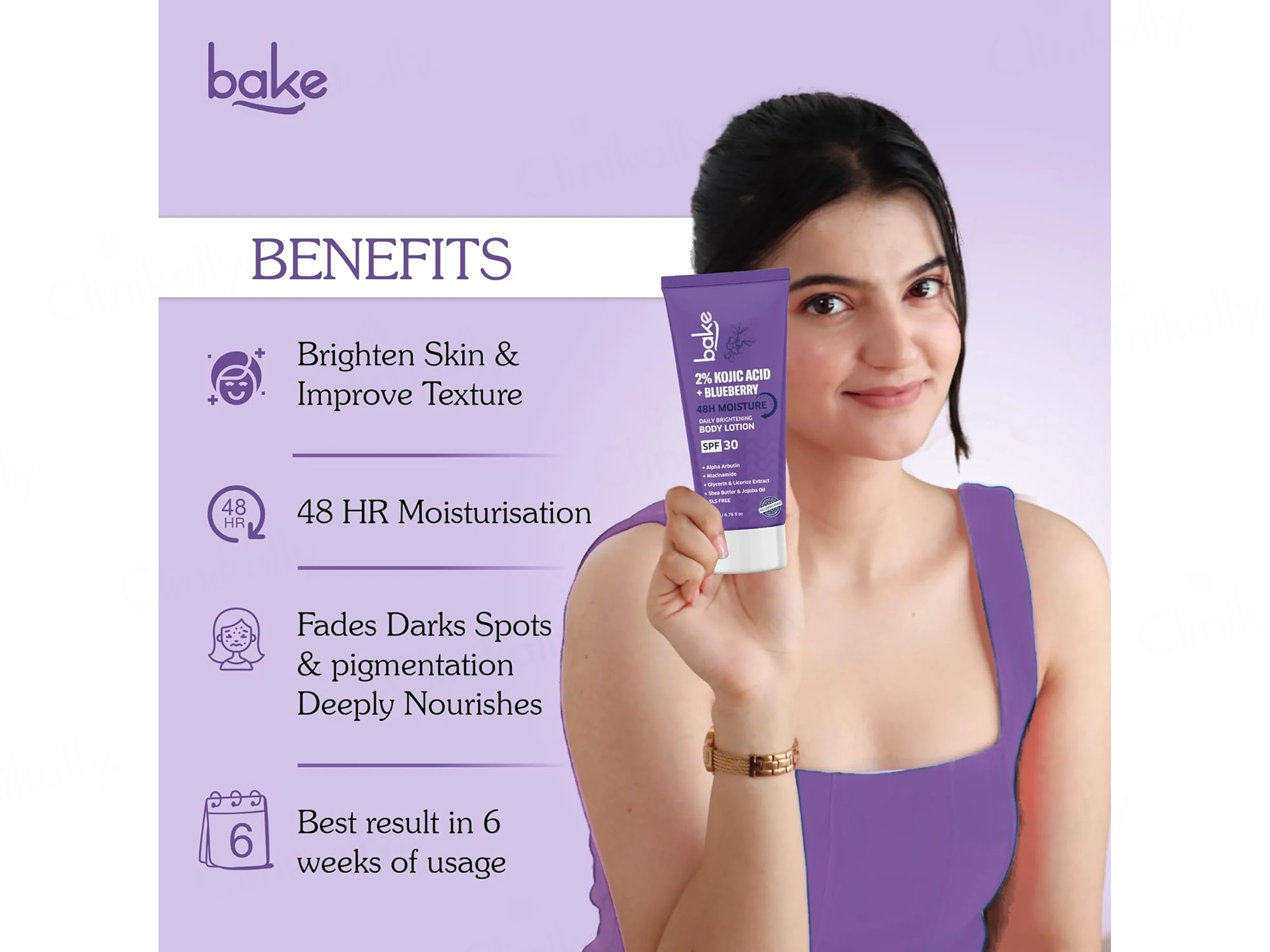 Bake 2% Kojic Acid + Blueberry Daily Brightening Body Lotion SPF 30 - Image 2