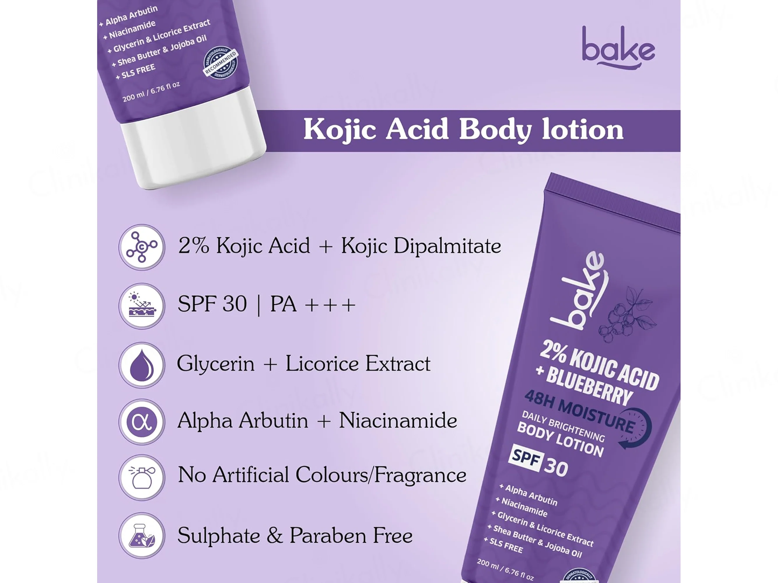 Bake 2% Kojic Acid + Blueberry Daily Brightening Body Lotion SPF 30 - Image 4