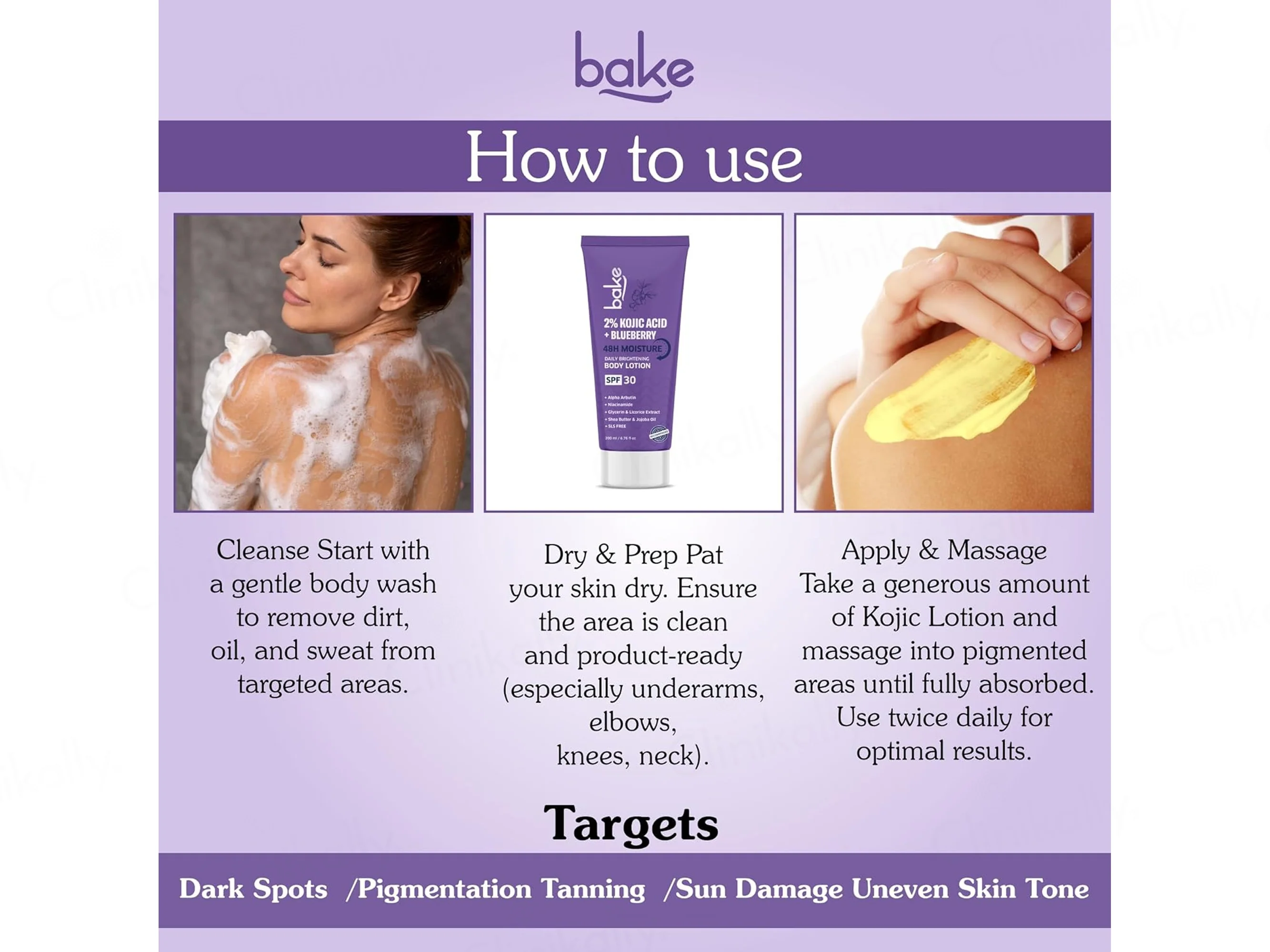Bake 2% Kojic Acid + Blueberry Daily Brightening Body Lotion SPF 30 - Image 6