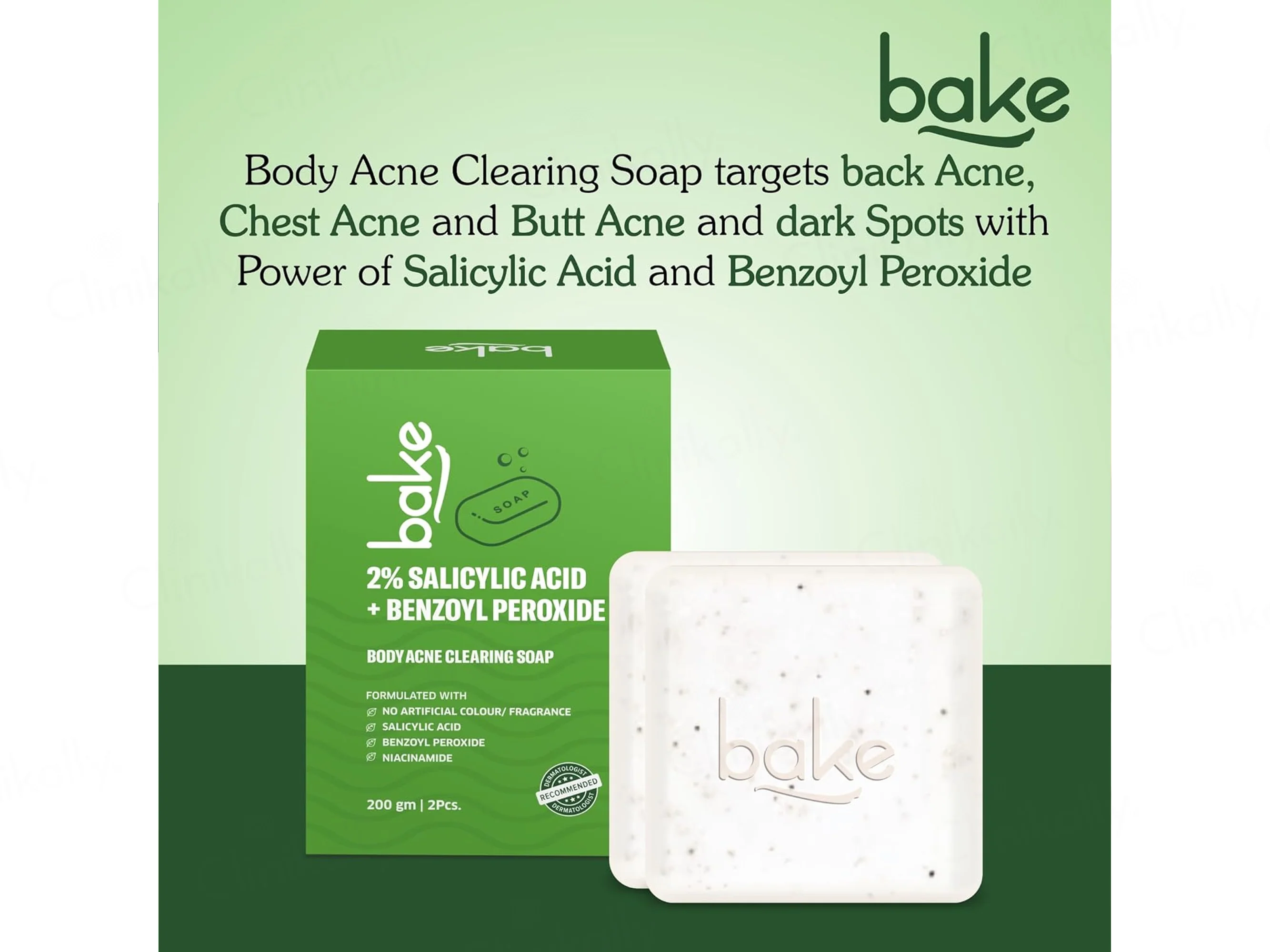 Bake 2% Salicylic Acid + Benzoyl Peroxide Body Acne Clearing Soap (Pack Of 2) - Image 6