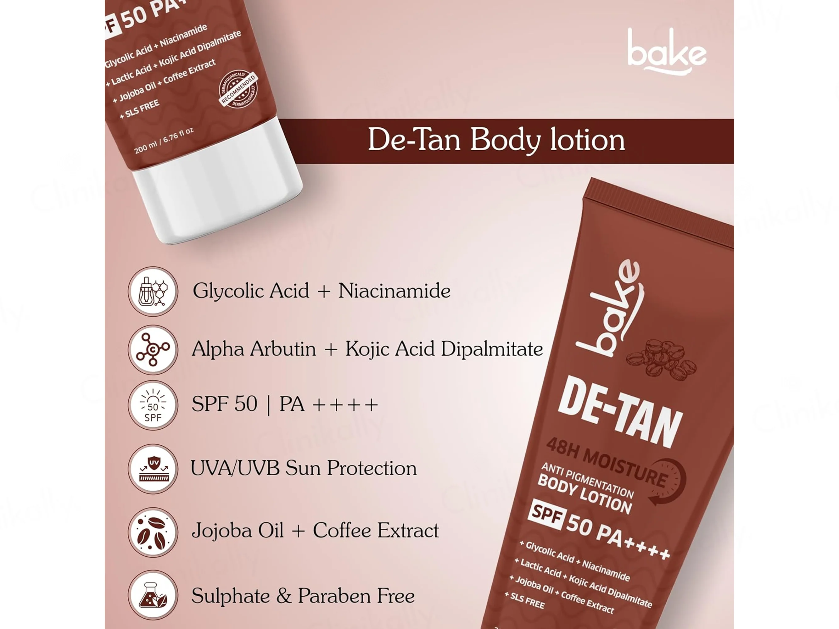 Bake De-Tan Anti Pigmentation Body Lotion SPF 50 PA++++ - Image 3