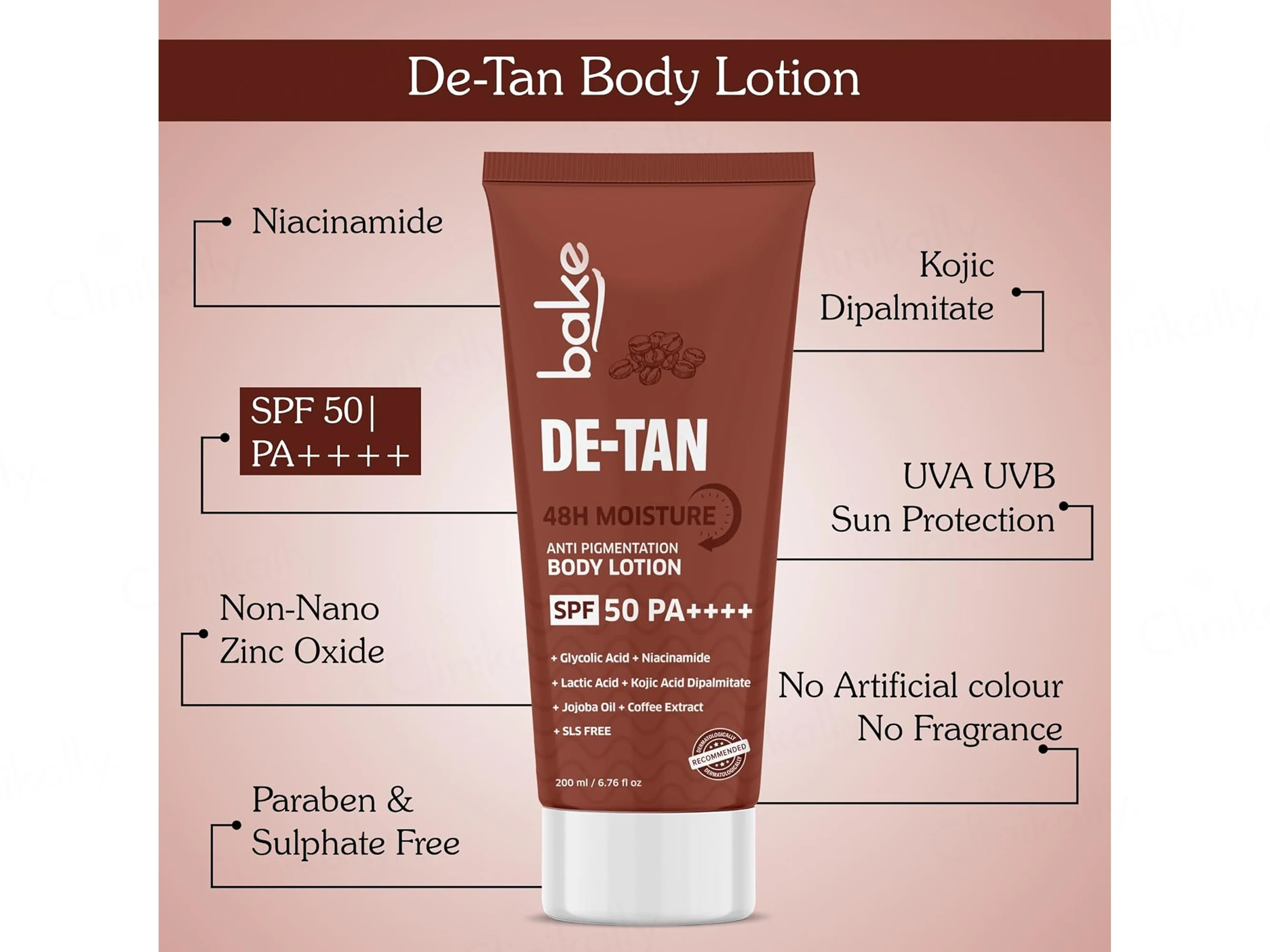 Bake De-Tan Anti Pigmentation Body Lotion SPF 50 PA++++ - Image 4