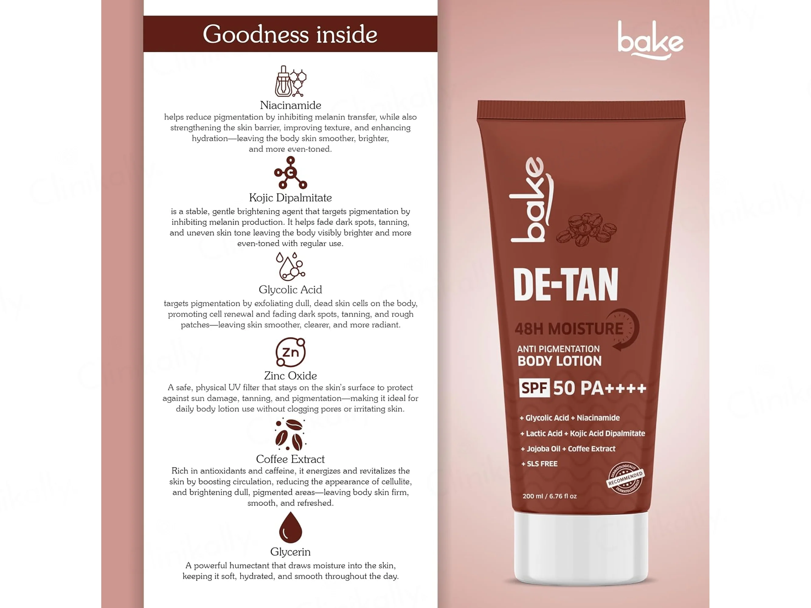 Bake De-Tan Anti Pigmentation Body Lotion SPF 50 PA++++ - Image 6