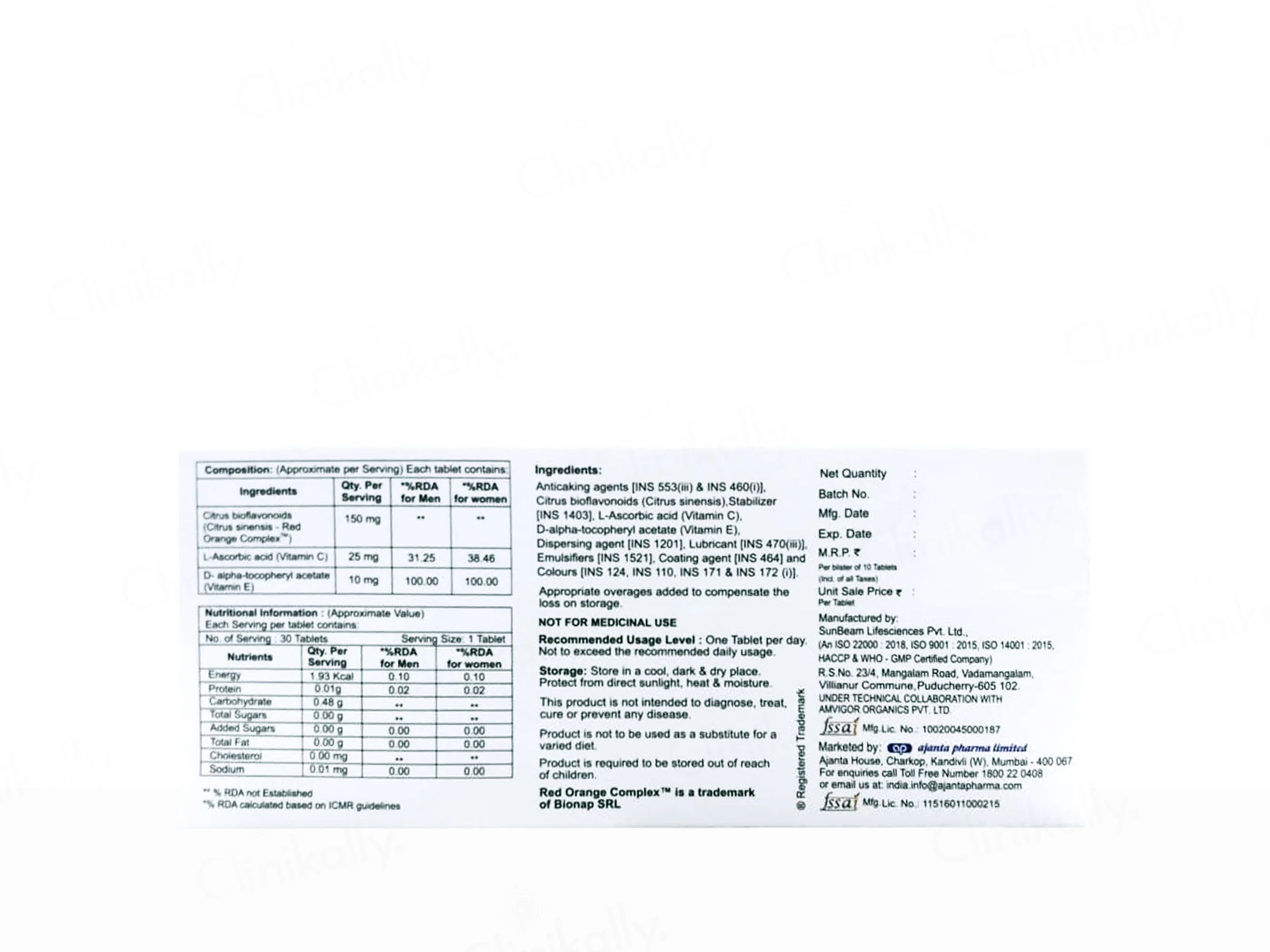 Banray OSP Oral Sun Protection Nutraceutical Tablet For Men & Women - Image 2