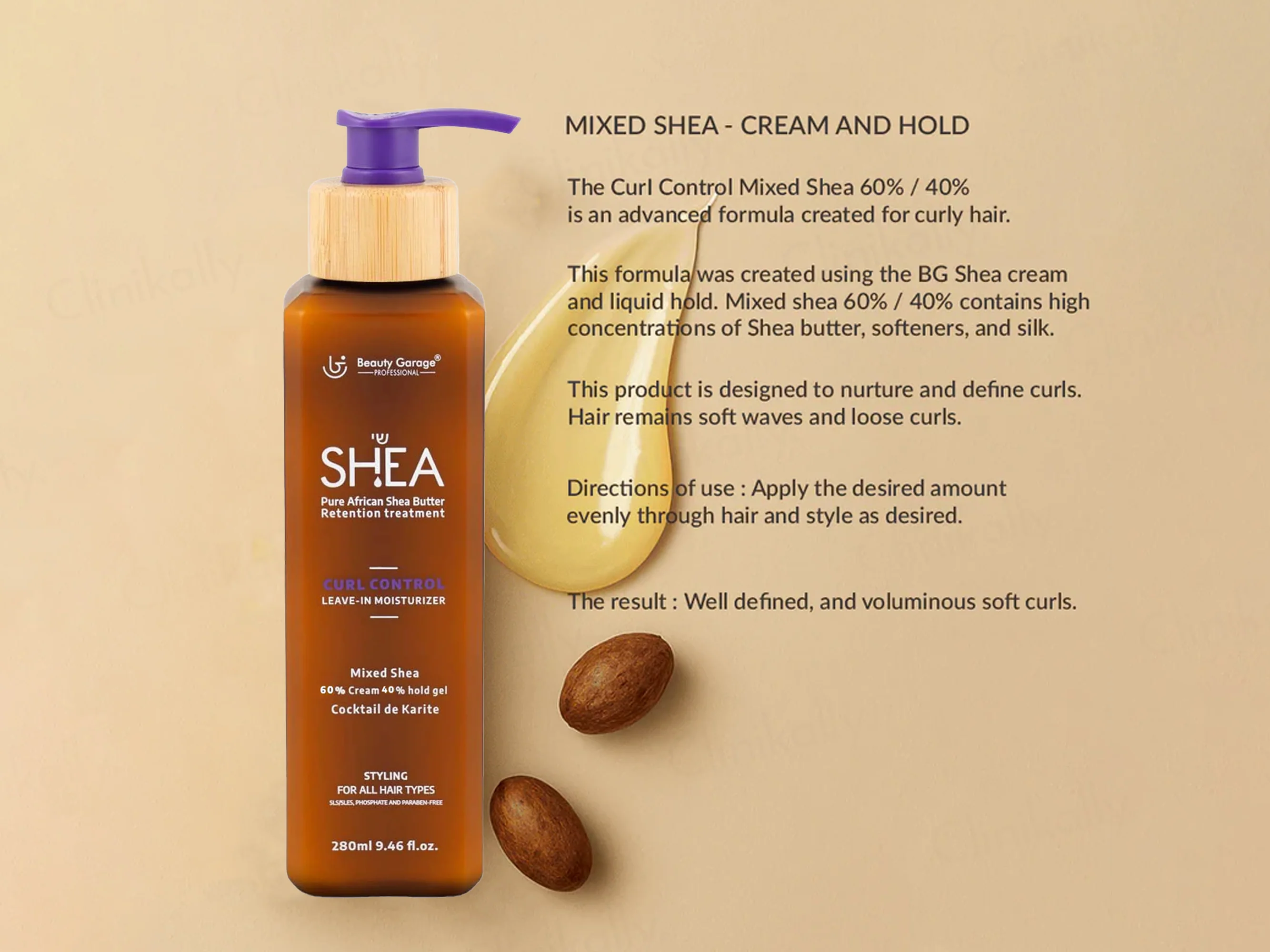 Beauty Garage Pure African Shea Butter Retention Treatment Curl Control Leave-In Moisturizer (60/40) - Image 2