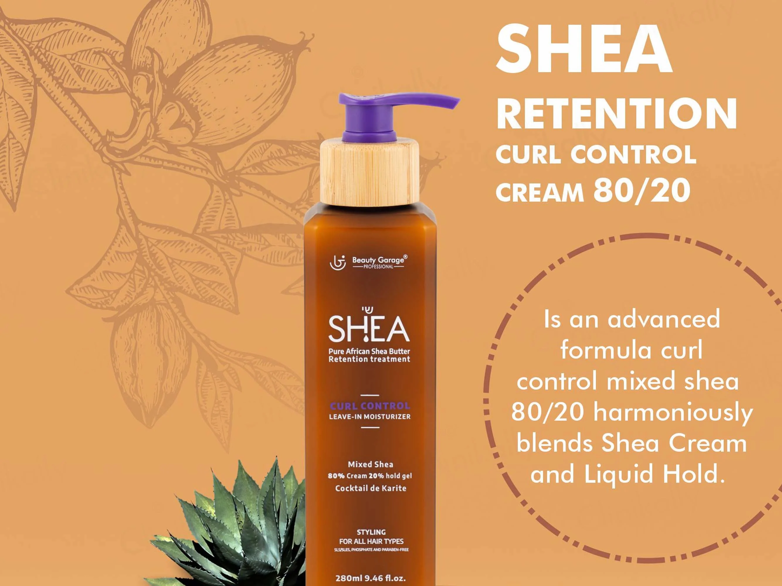 Beauty Garage Pure African Shea Butter Retention Treatment Curl Control Leave-In Moisturizer (80/20) - Image 3