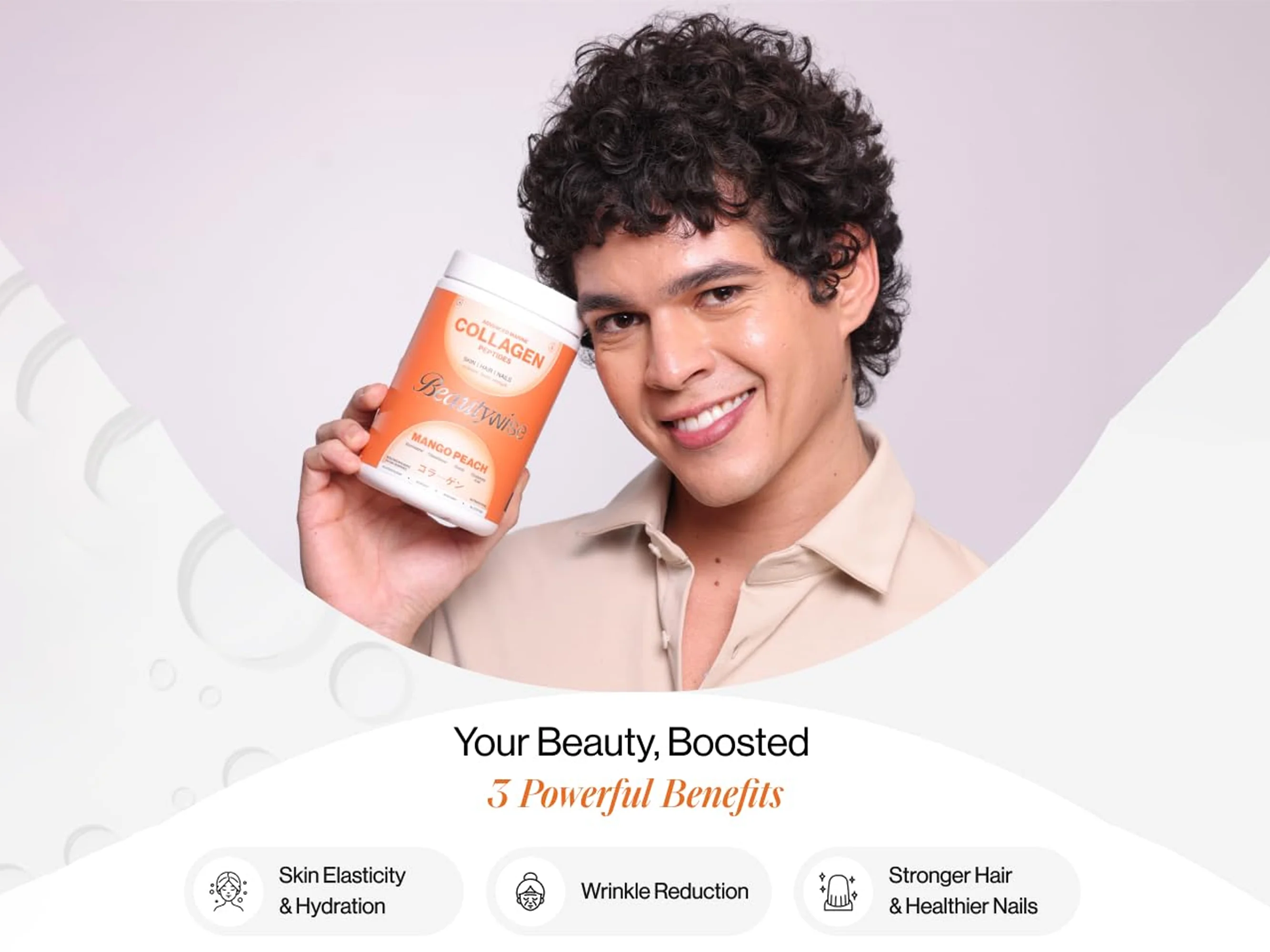 Beautywise Advanced Marine Collagen Peptides For Skin, Hair & Nails - Mango Peach Flavour - Image 3