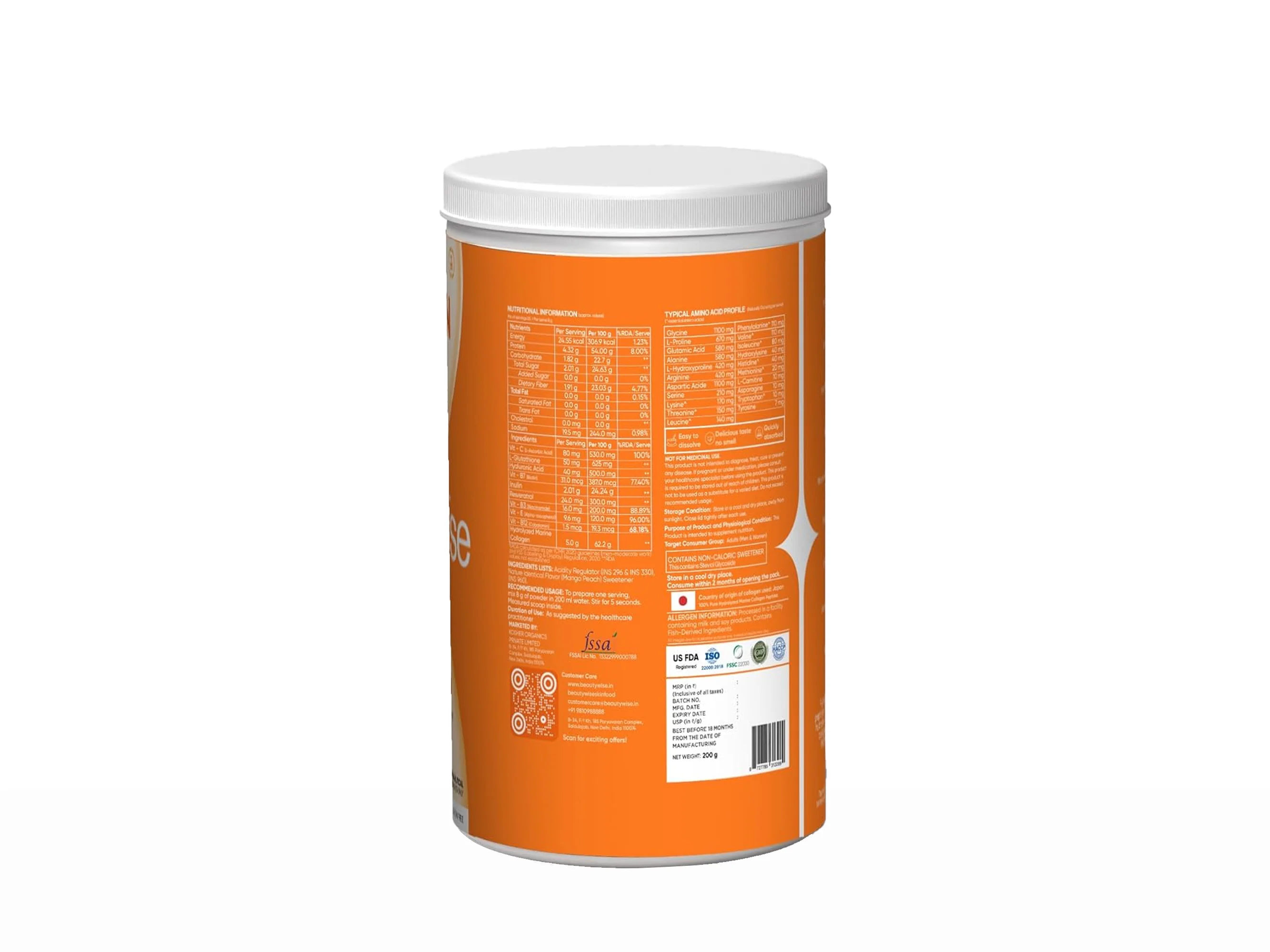 Beautywise Advanced Marine Collagen Peptides For Skin, Hair & Nails - Mango Peach Flavour - Image 8