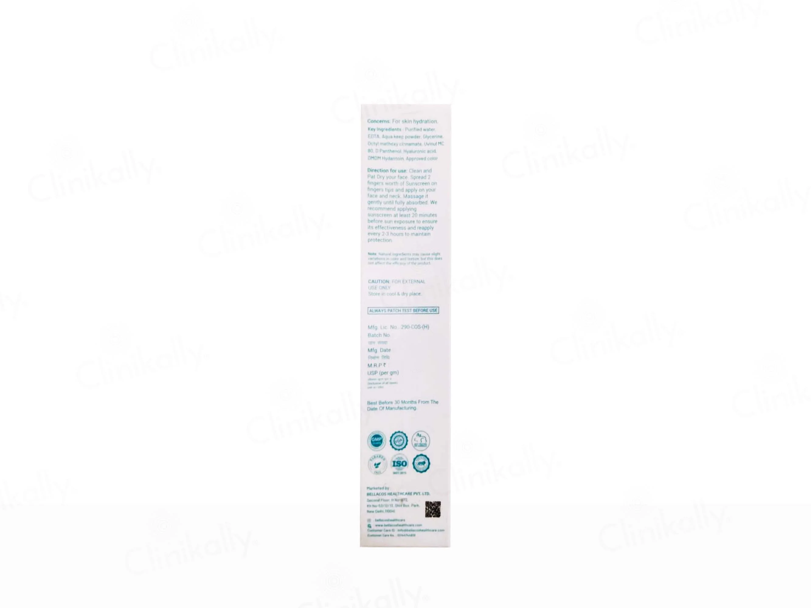 Bellacos Healthcare Bellarays Hyaluronic Aqua Sunscreen SPF 50 PA++++ - Image 3
