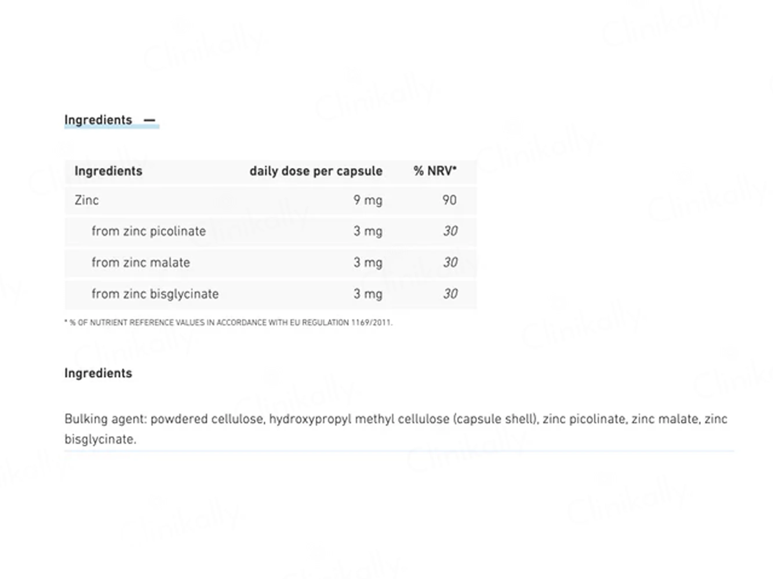 Biogena 3-Salt Zinc 9mg Food Supplement Capsule - Image 2