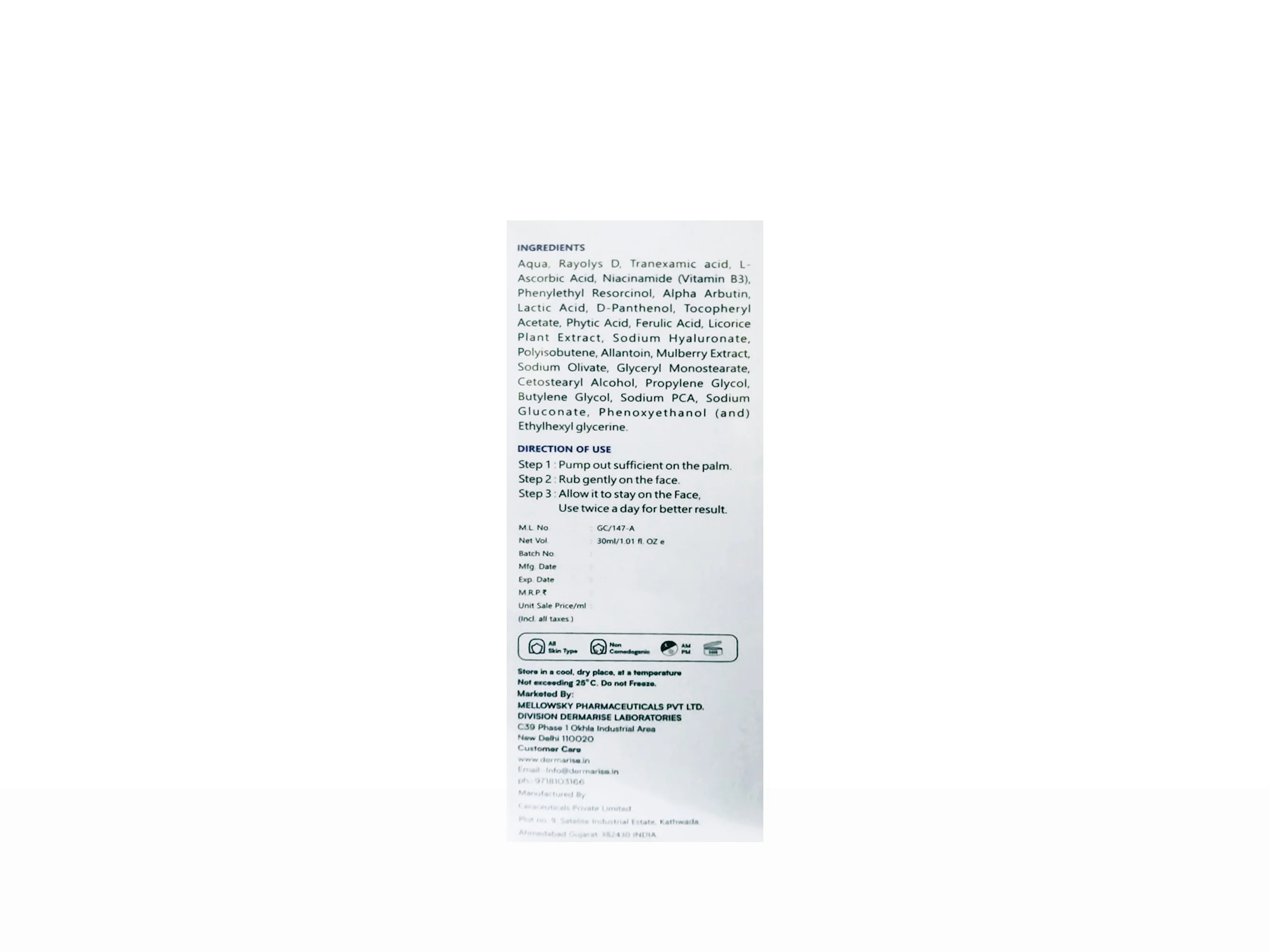 Biomelin De-Pigmentation Serum - Image 3