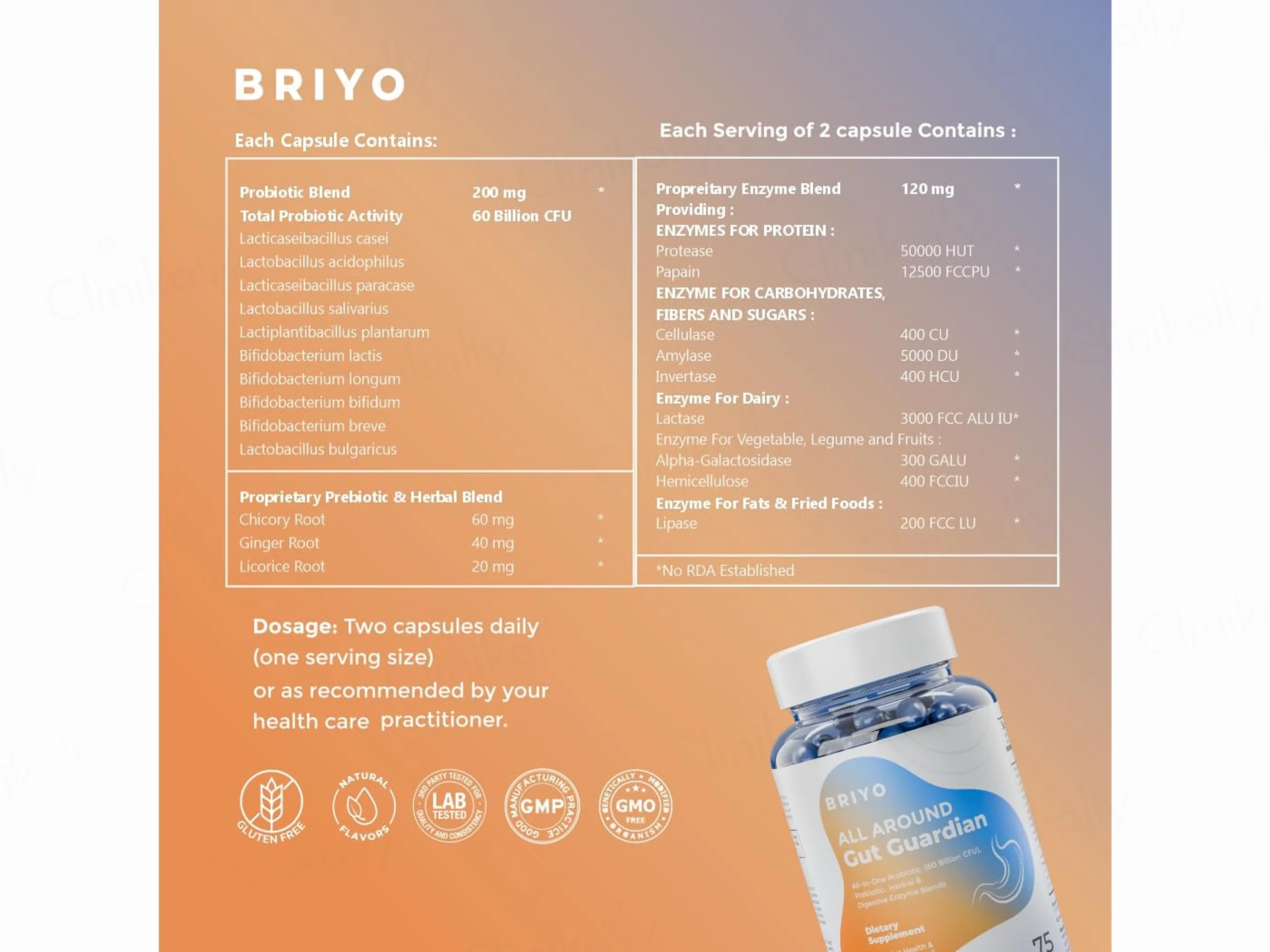 Briyo All Around Gut Guardian 60 Billion CFU Dietary Supplement Capsule - Image 8