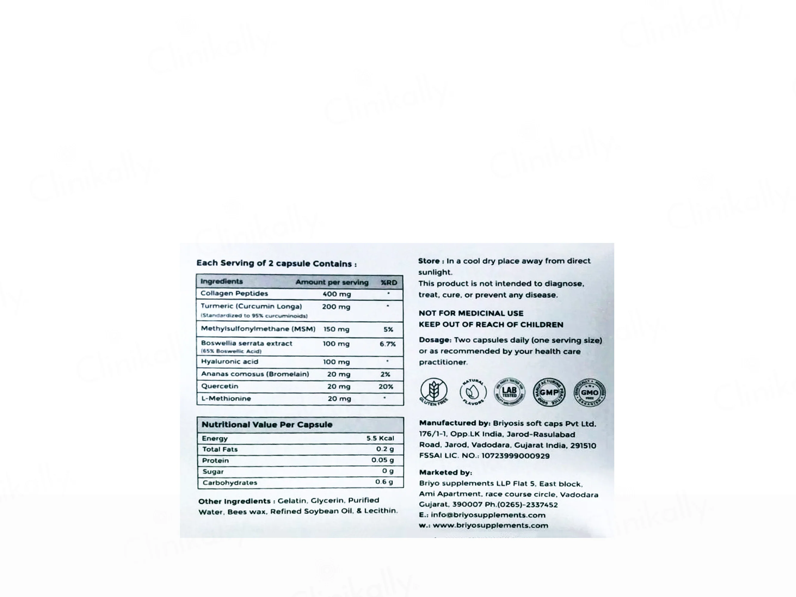 Briyo All Around Joint Guard Dietary Supplement Capsule - Image 2