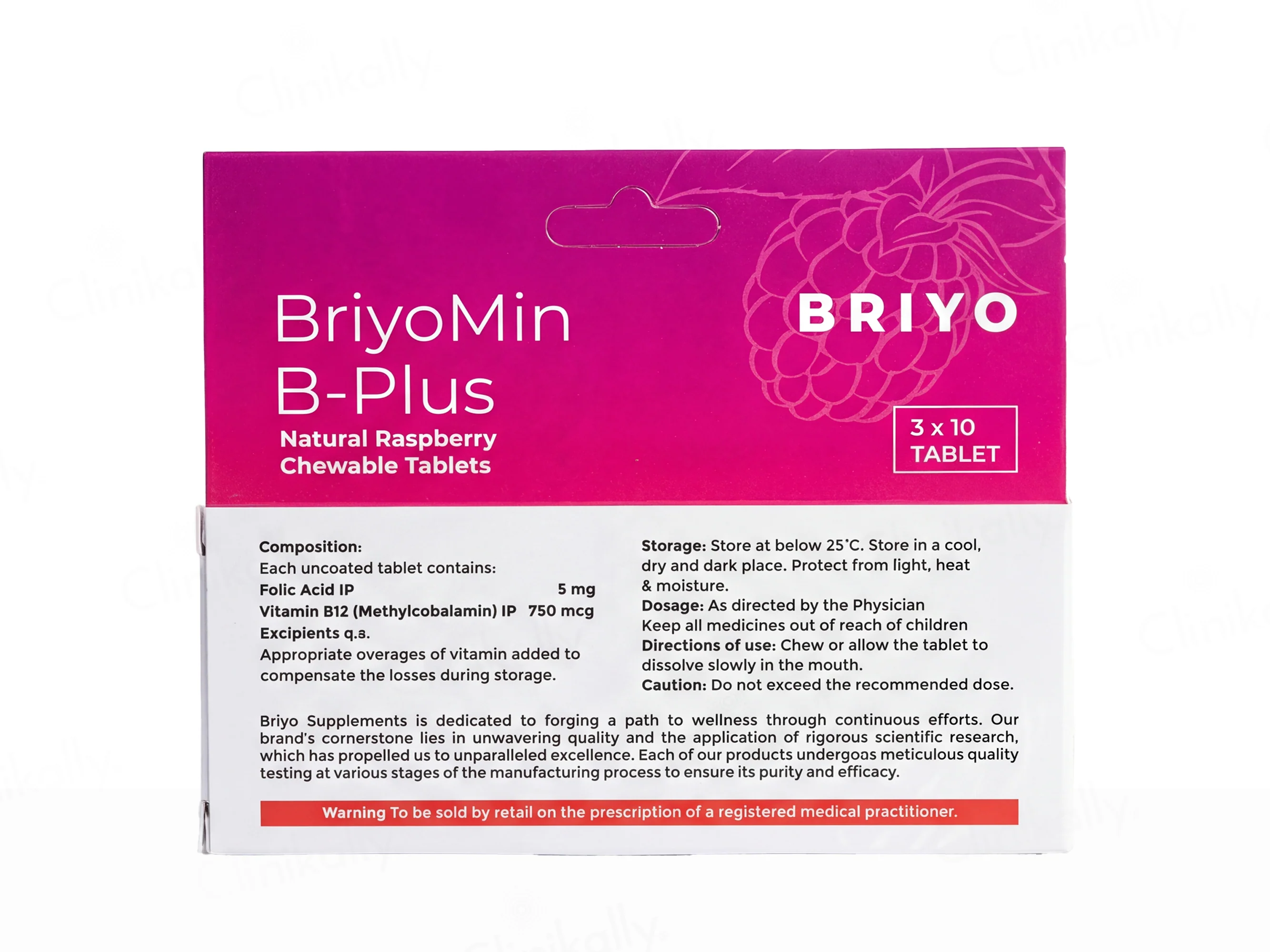 Briyo Briyomin B-Plus Chewable Tablet Natural Raspberry Flavour - Image 3