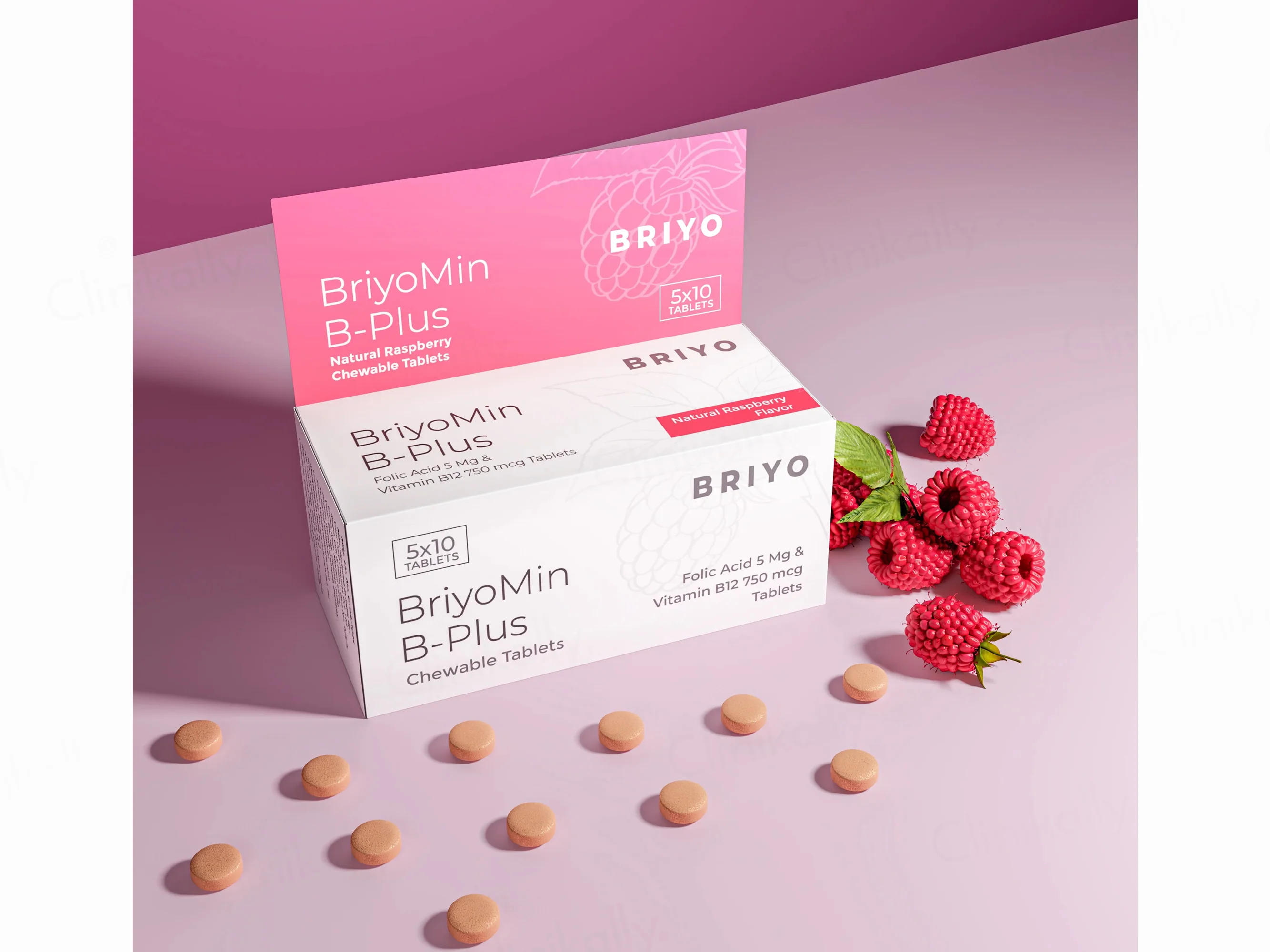 Briyo Briyomin B-Plus Chewable Tablet Natural Raspberry Flavour - Image 4
