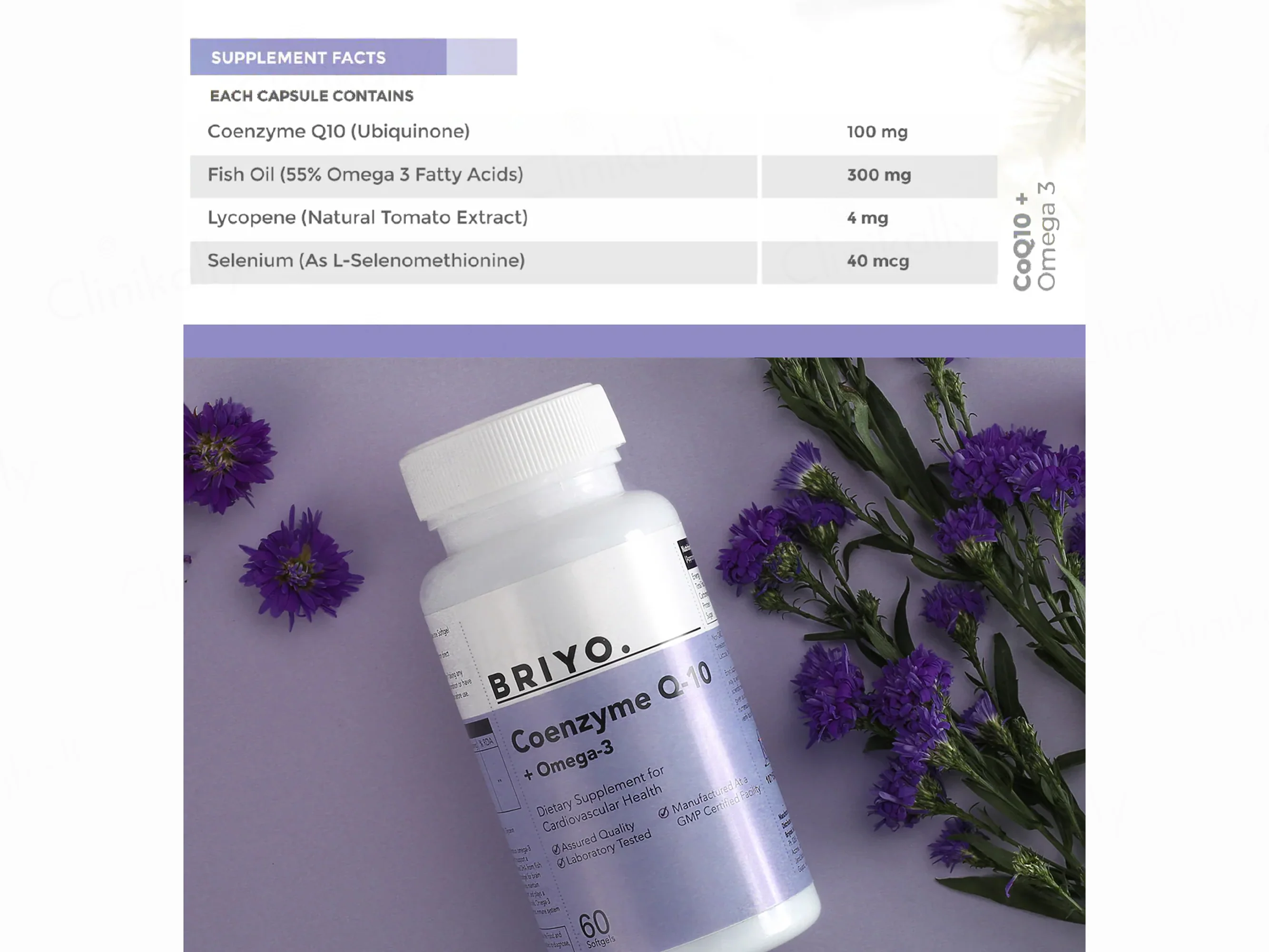 Briyo Coenzyme Q-10 + Omega-3 Dietary Supplement Softgel Capsule - Image 5
