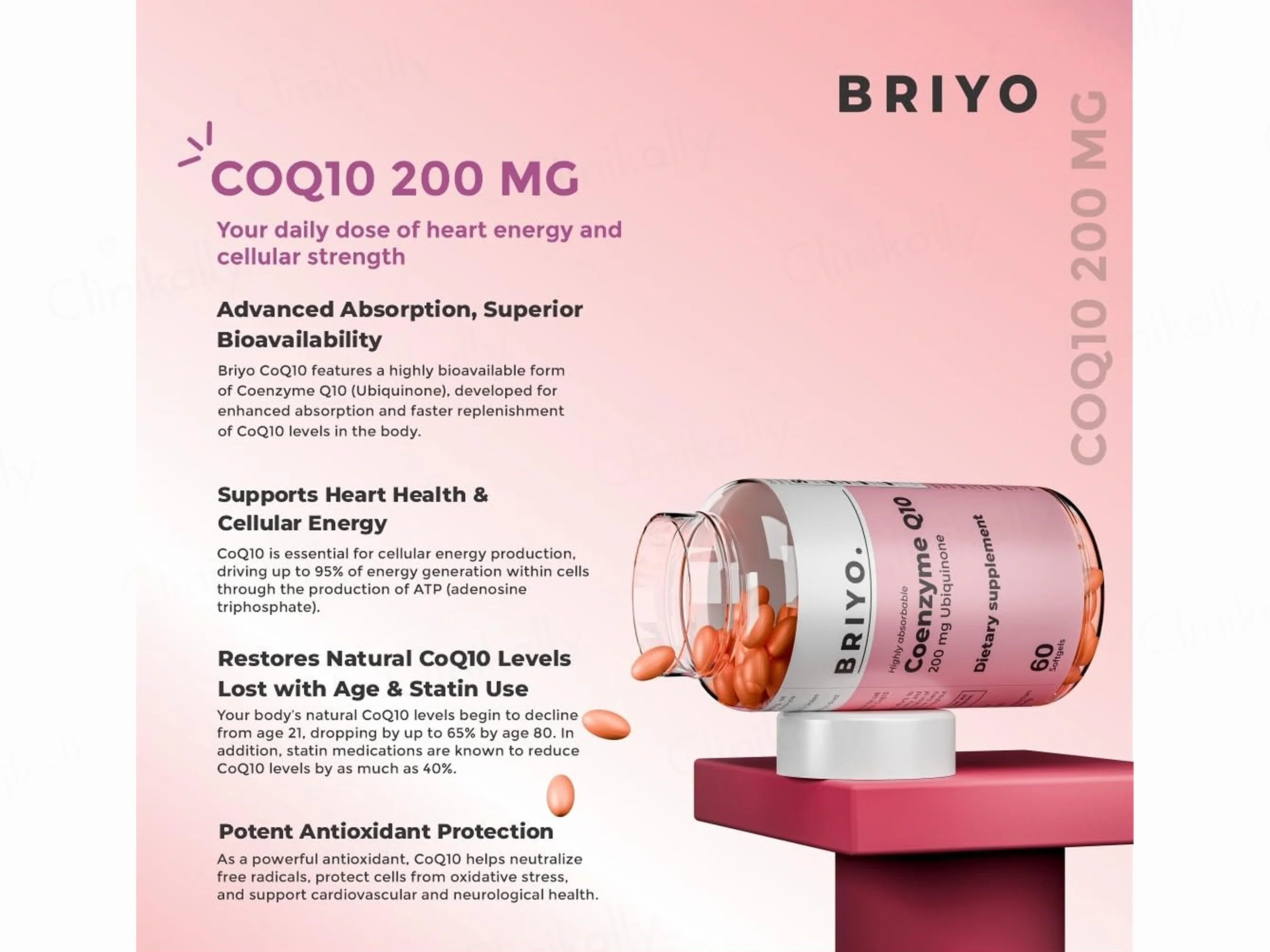 Briyo Coenzyme Q10 200 mg Dietary Supplement Capsule - Image 8