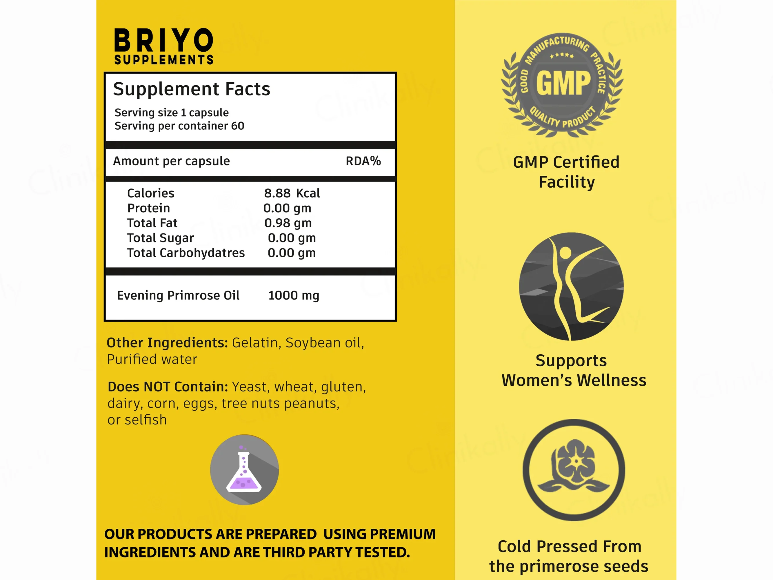 Briyo Evening Primrose Oil 1000 mg Dietary Supplement Capsule - Image 5