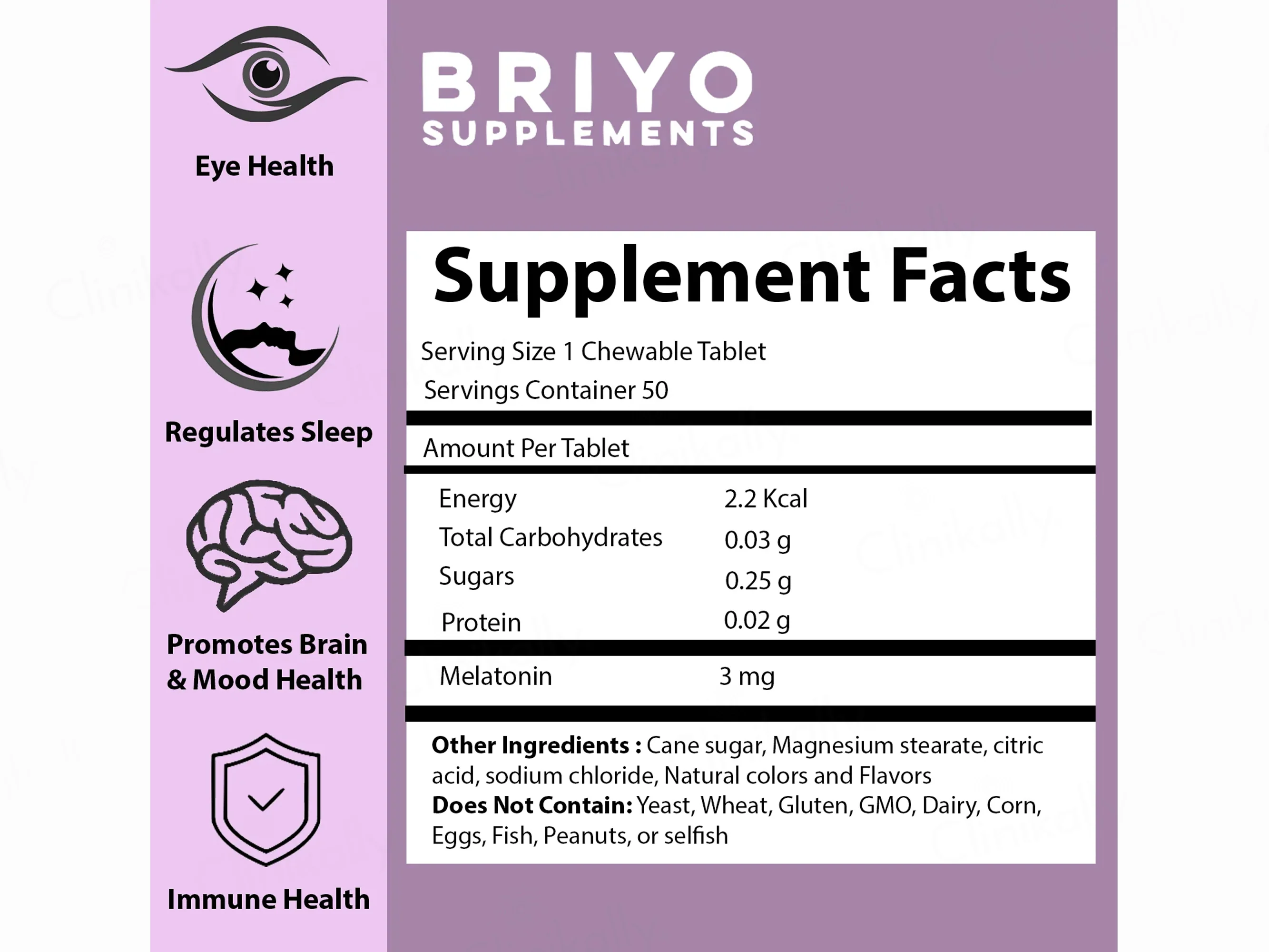 Briyo Melatonin 3 mg Chewable Tablet - Natural Grape Flavour - Image 5