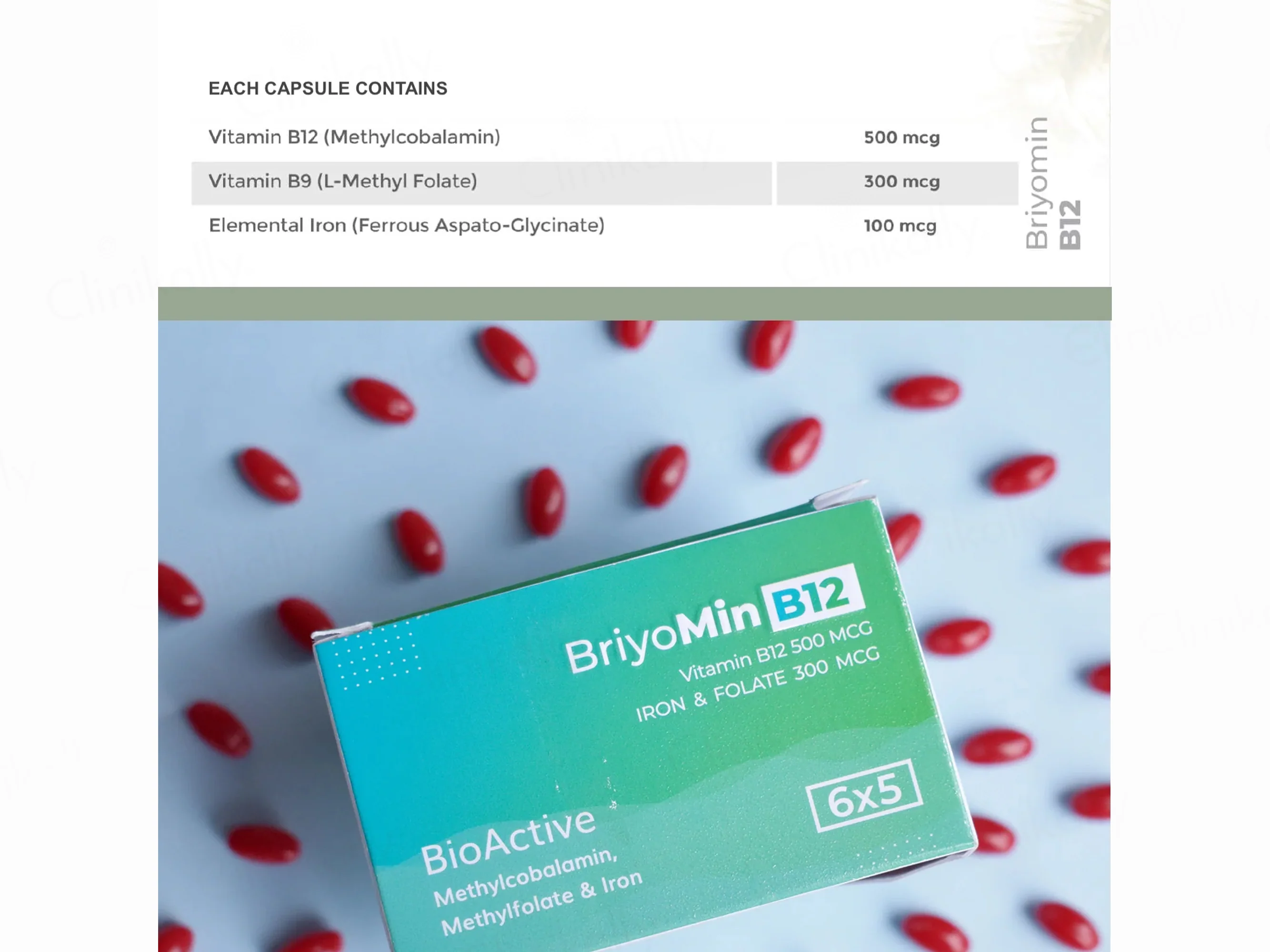 Briyo Min B12 Bio Active Vitamin B12 500 mcg Capsule - Image 4