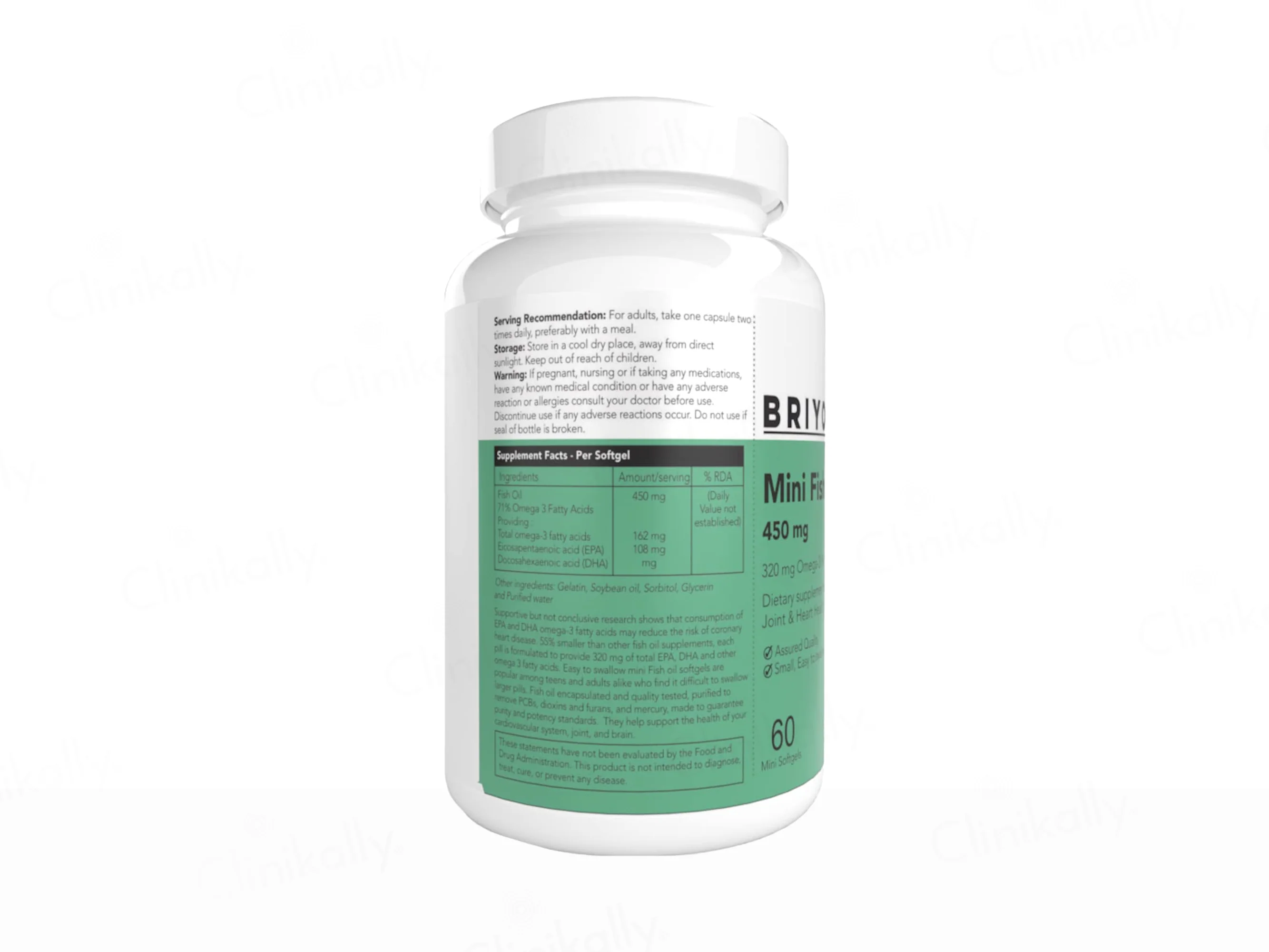 Briyo Mini Fish Oil 450 mg Dietary Supplement Softgel Capsule - Image 3