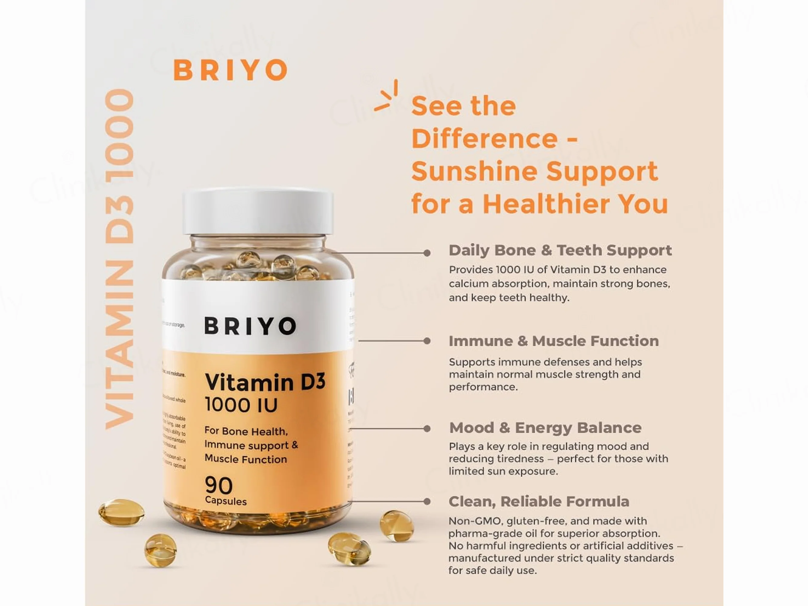 Briyo Vitamin D3 1000 IU Capsule - Image 3