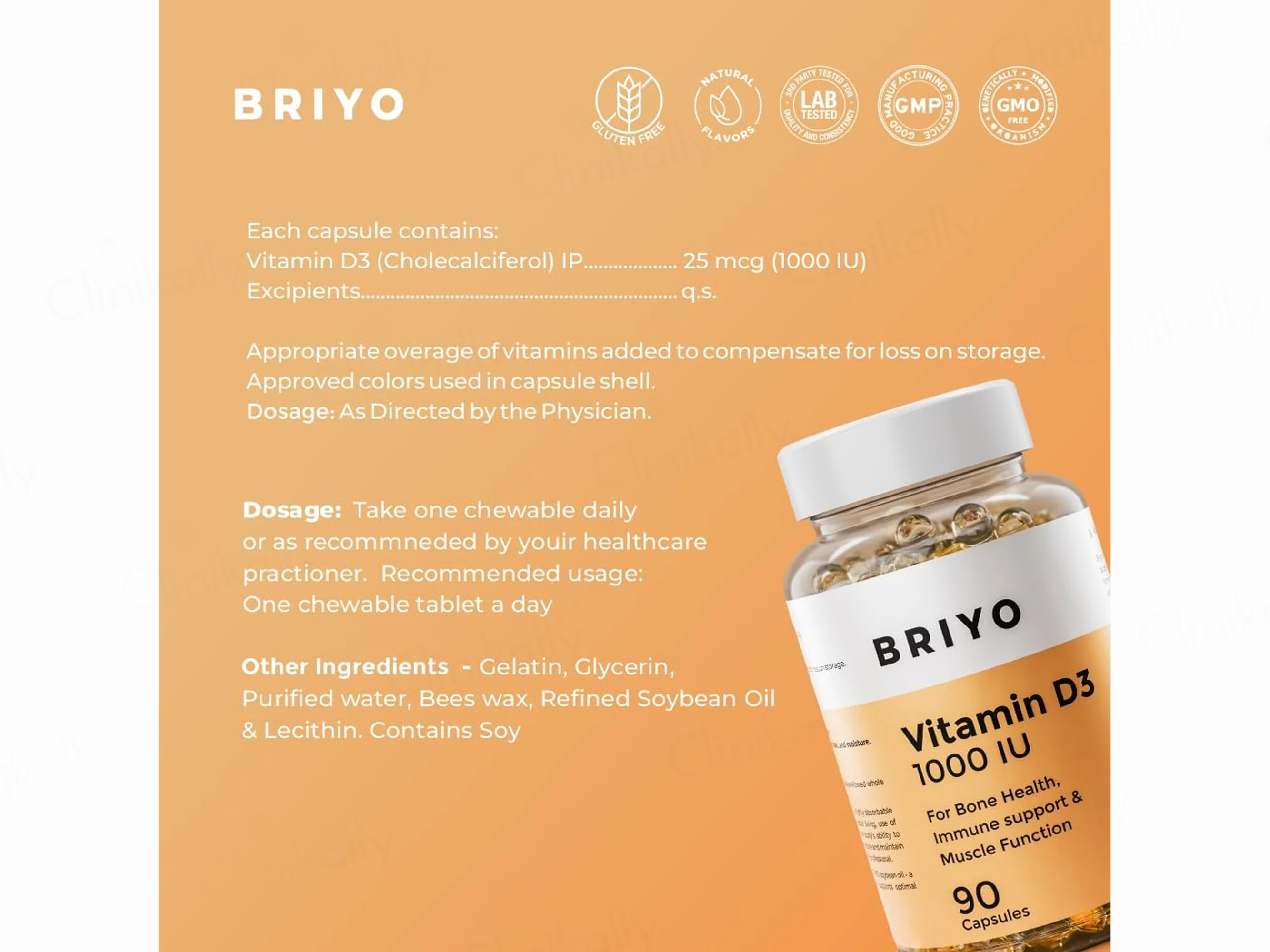 Briyo Vitamin D3 1000 IU Capsule - Image 8