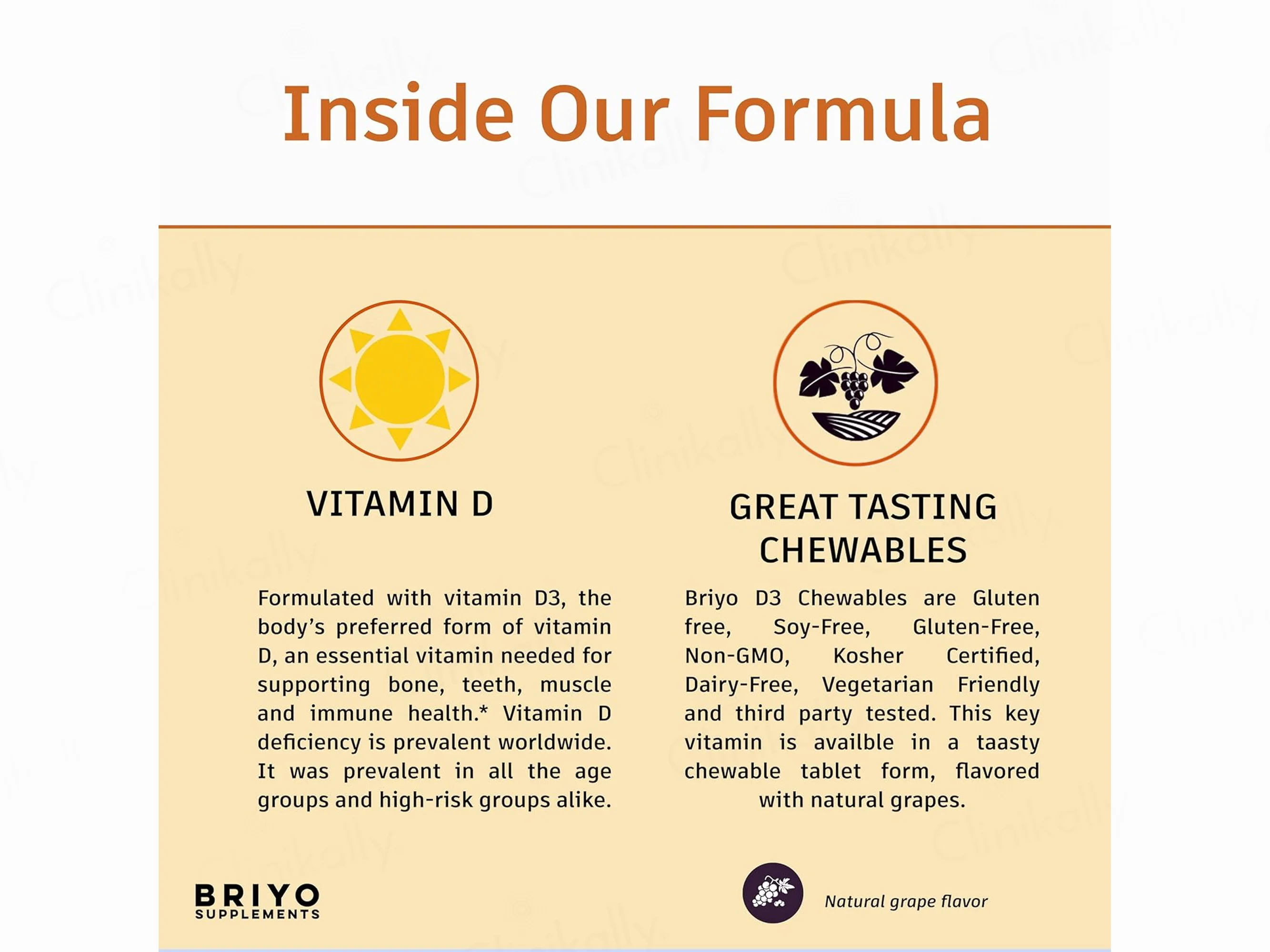 Briyo Vitamin D3 2000 IU Chewable Tablet - Natural Grape Flavour - Image 7