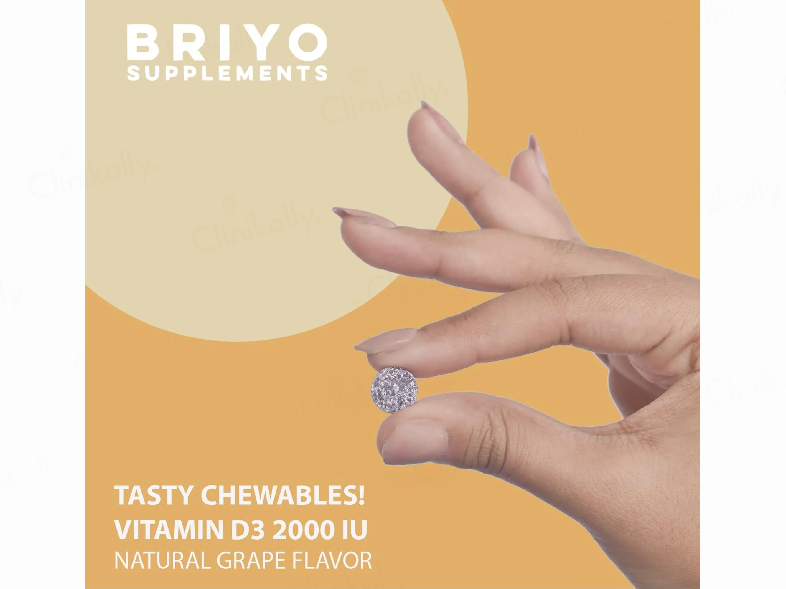 Briyo Vitamin D3 2000 IU Chewable Tablet - Natural Grape Flavour - Image 8