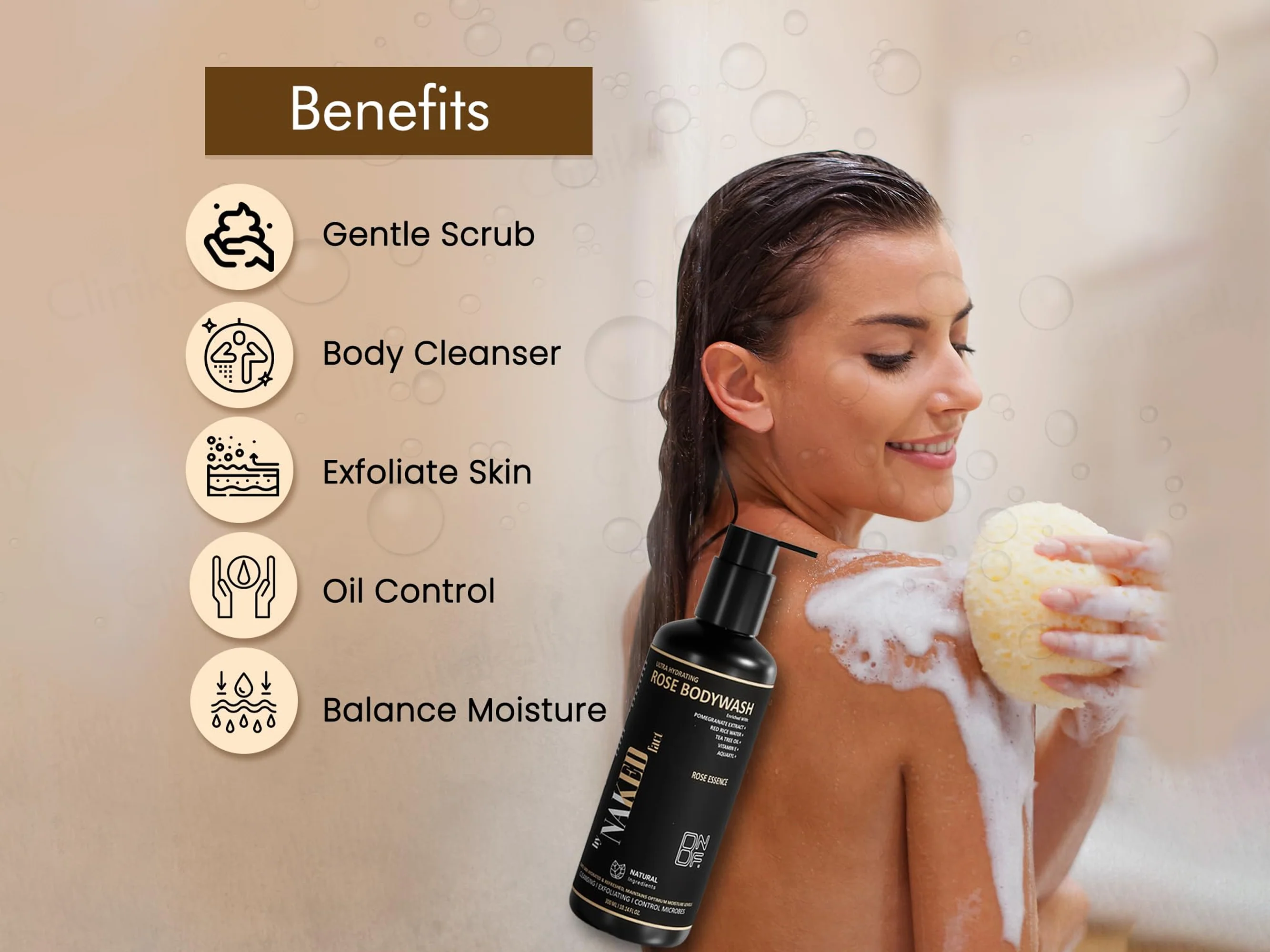 By Naked Fact Ultra Hydrating & Exfoliating Rose Bodywash - Image 2