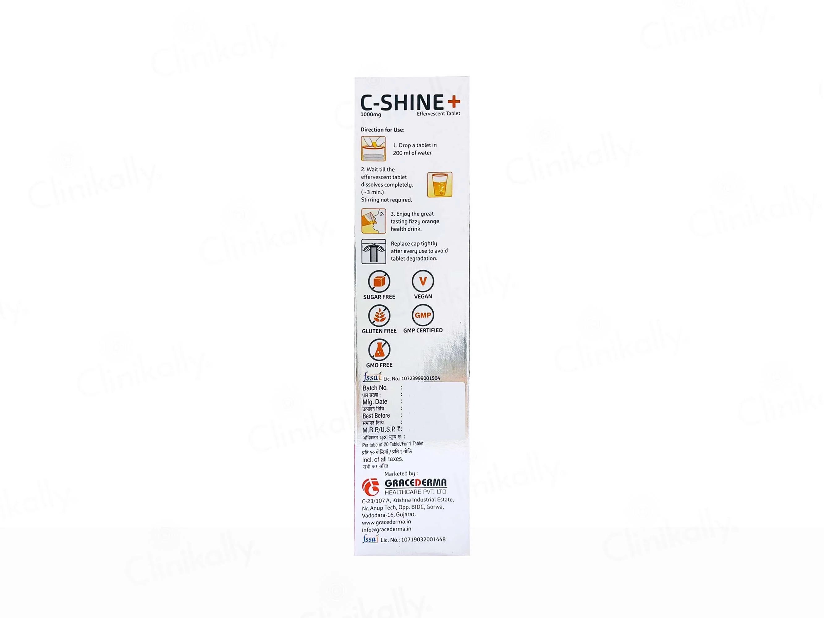 C-Shine+ 1000mg Effervescent Tablet - Orange Flavour - Image 3
